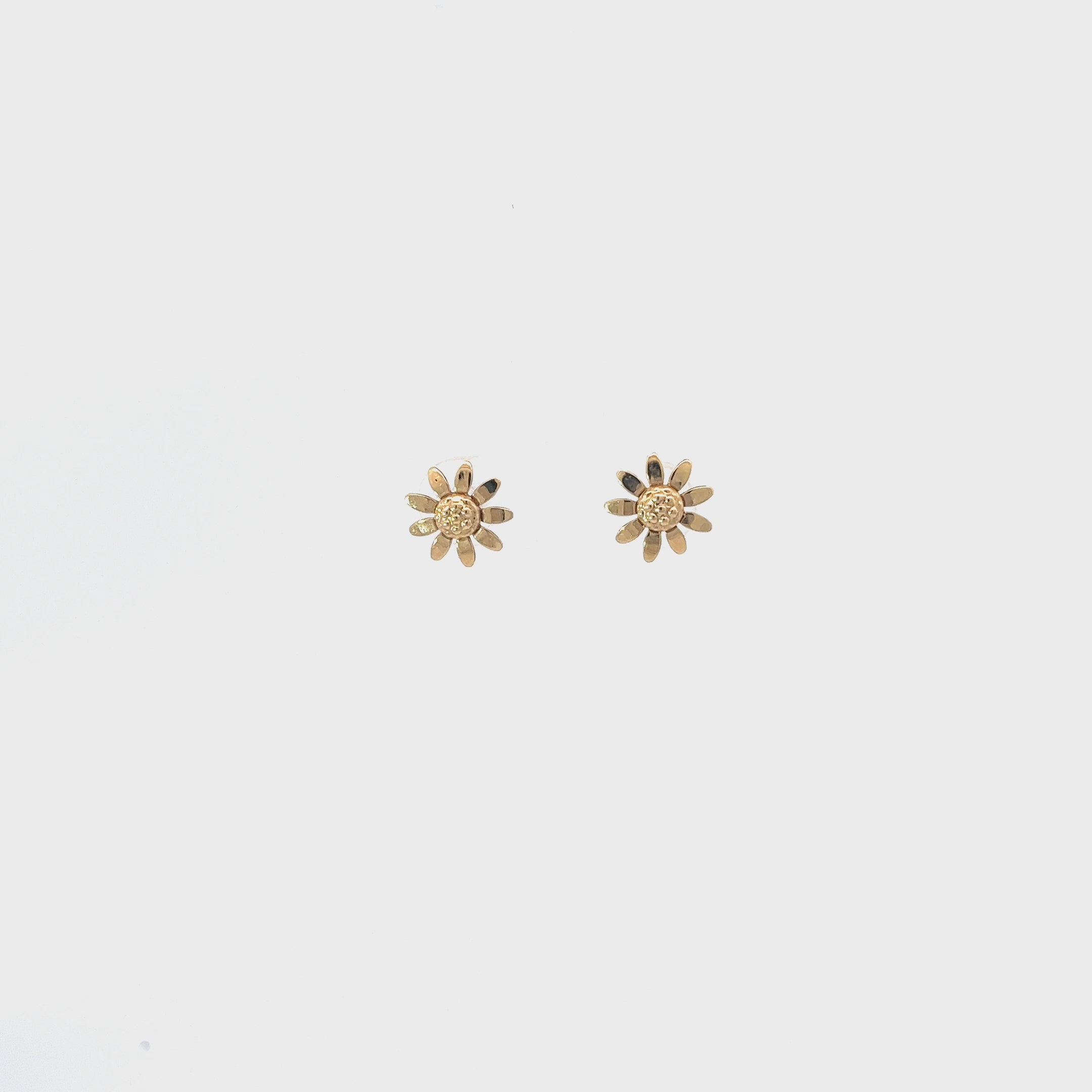 14k Yellow Gold Sunflower Stud Baby Earrings