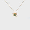 Ladies 14k Yellow Gold Emerald and Diamond Bee Necklace