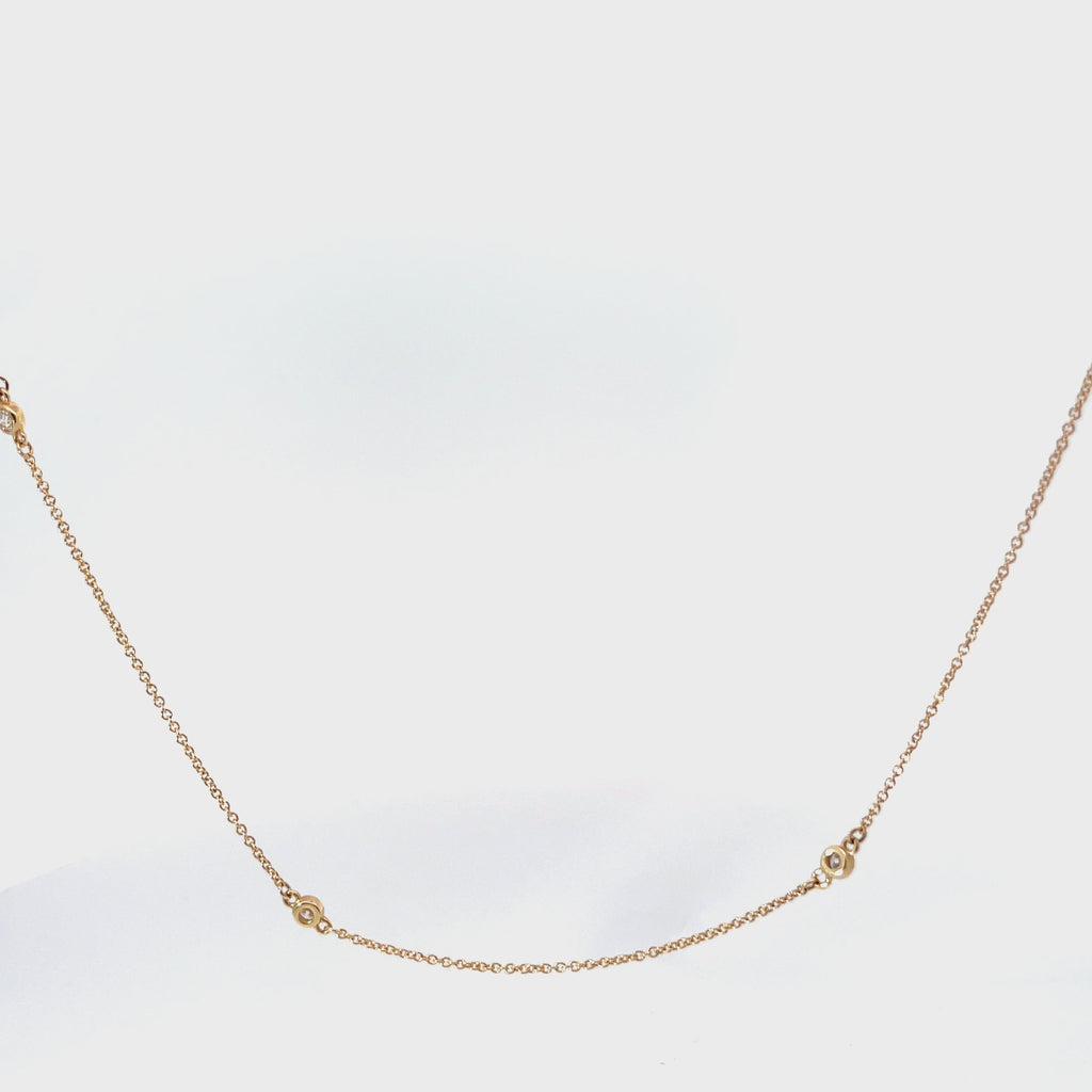 14k Yellow Gold .35ct G VS2 Round Diamonds by the Yard Necklace