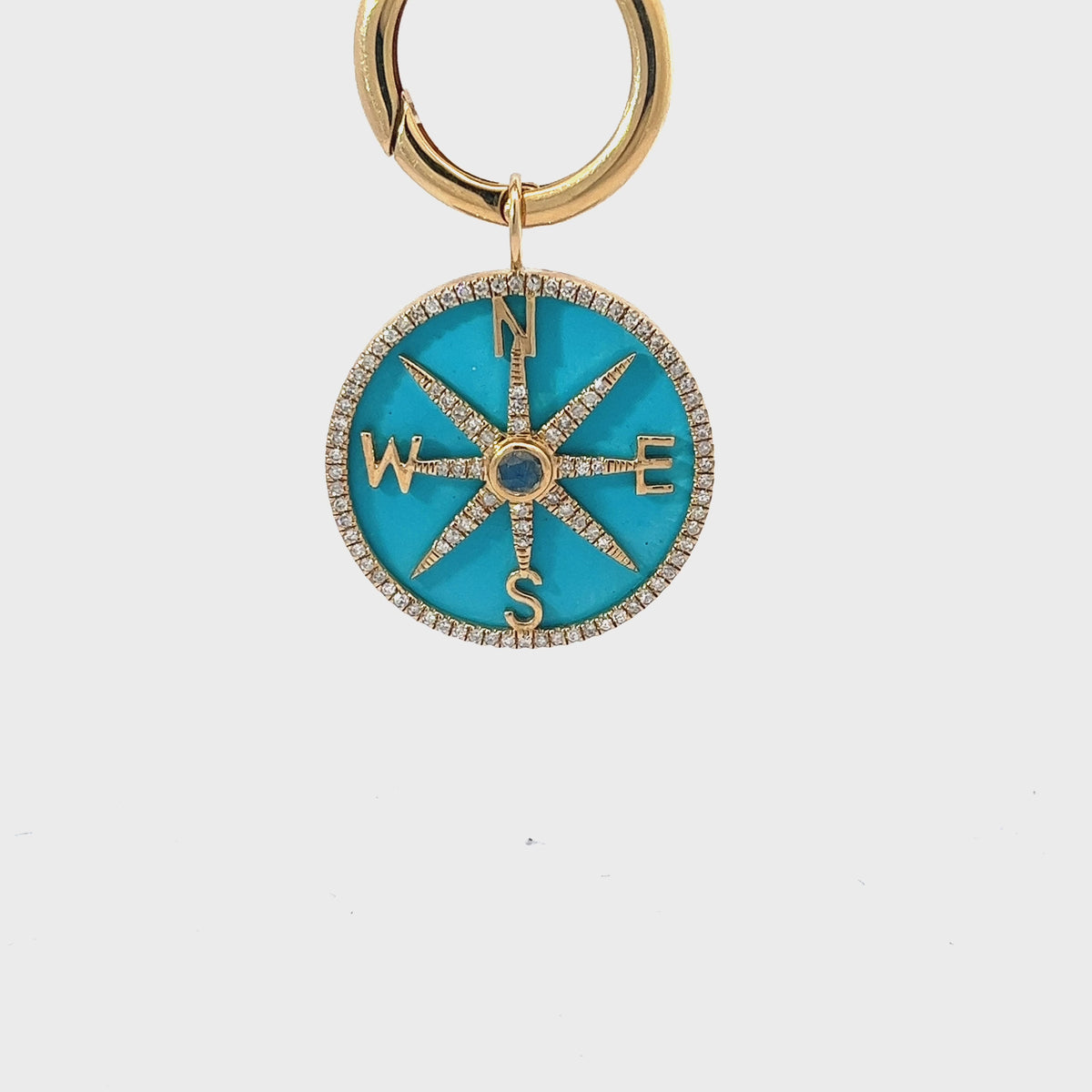 14k Yellow Gold Turquoise and .36ct G SI1 Round Diamond Necklace