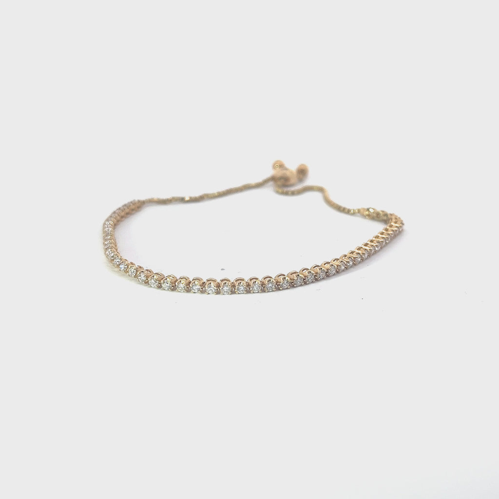 14k Yellow Gold 1.50ct G VS2 Round Diamond Bolo Bracelet