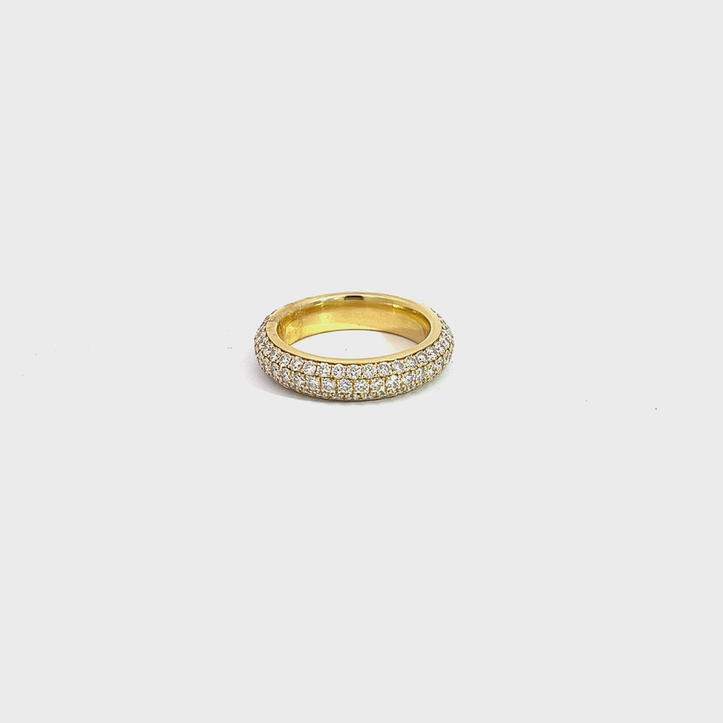 18k Yellow Gold 2.50CT E VS2 Round  Diamond Pave Eternity Band Size 7.5
