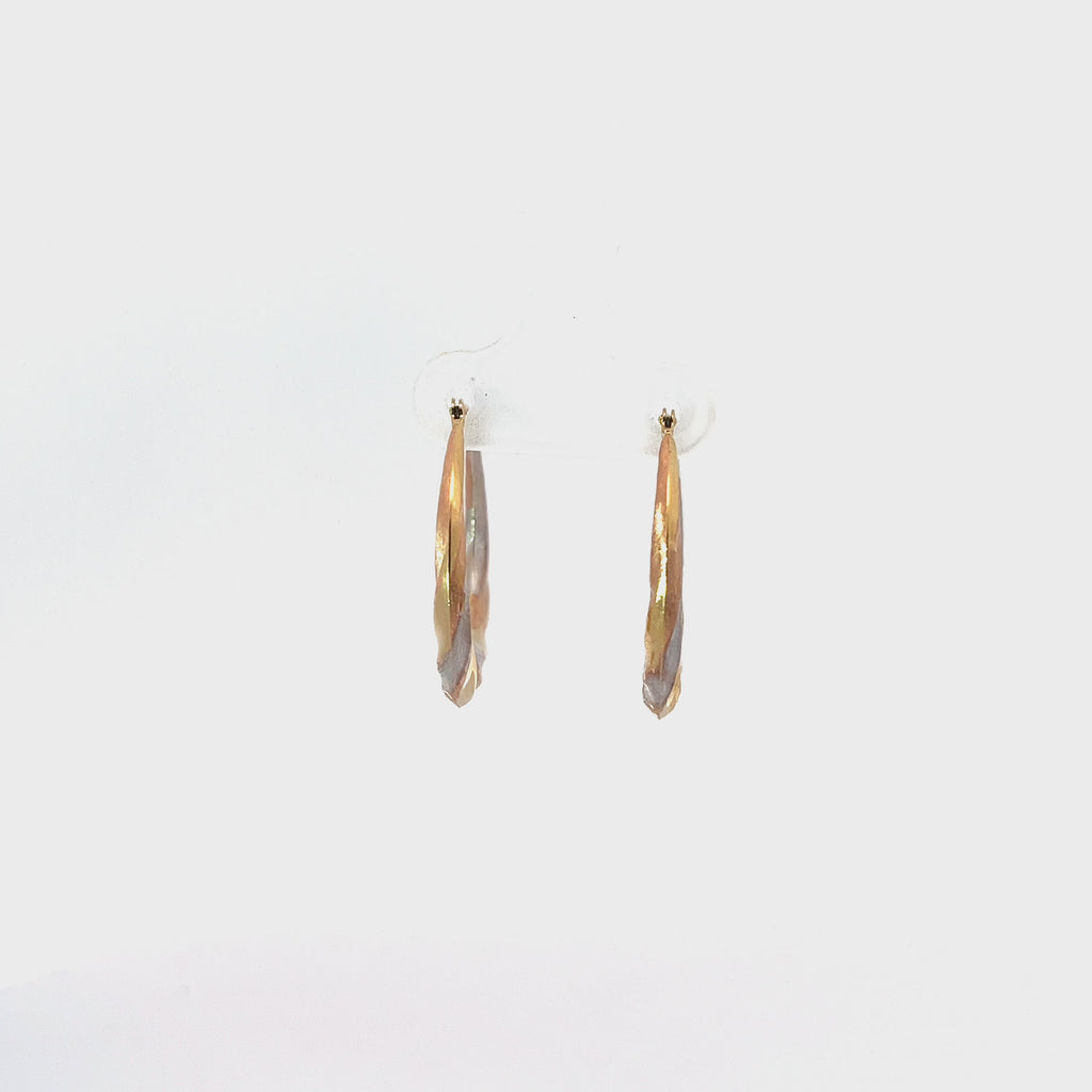 18k Tri-Color Hoop Earrings 1.5 gram