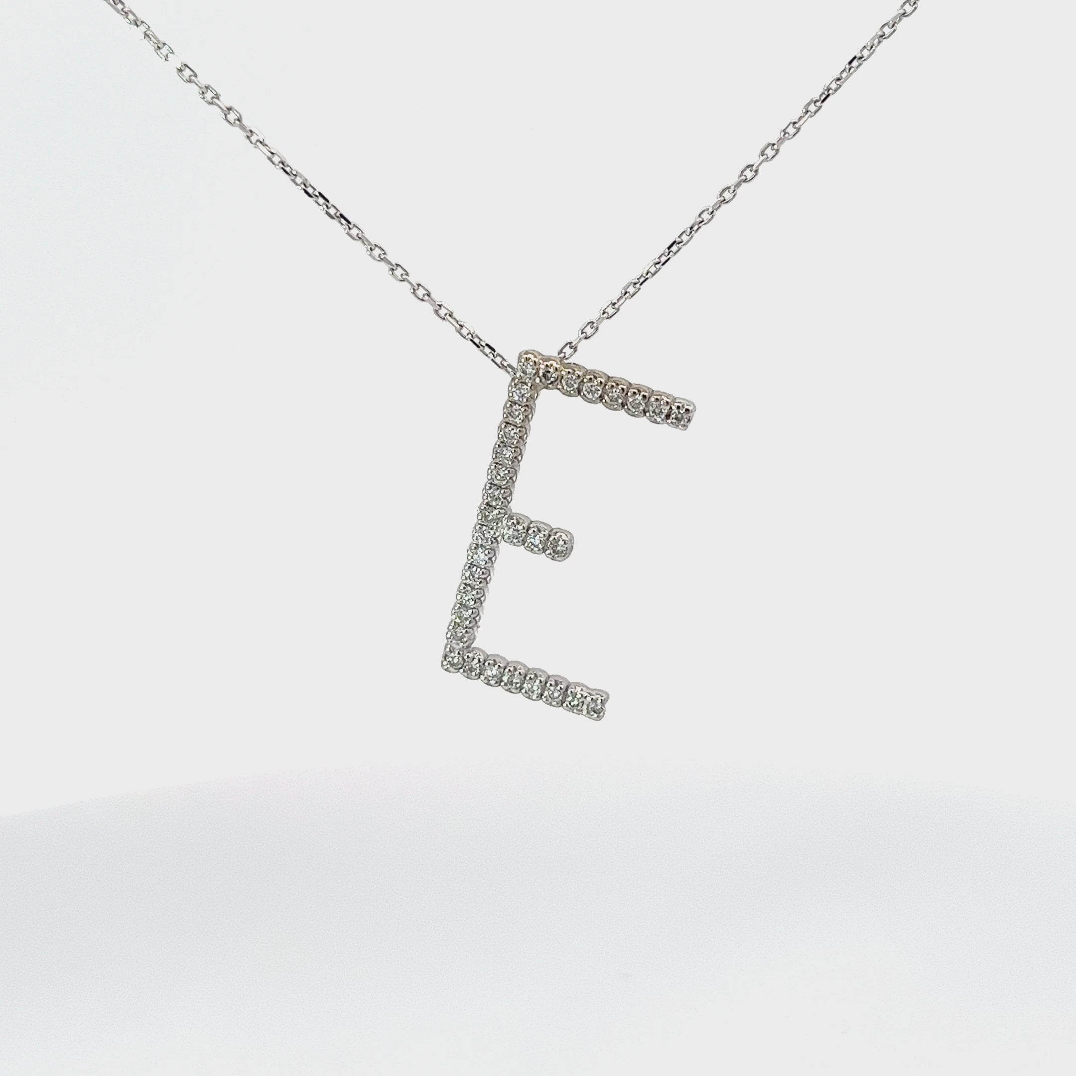 14k White Gold .35ct G SI1 Round Diamond Initial E Pendant