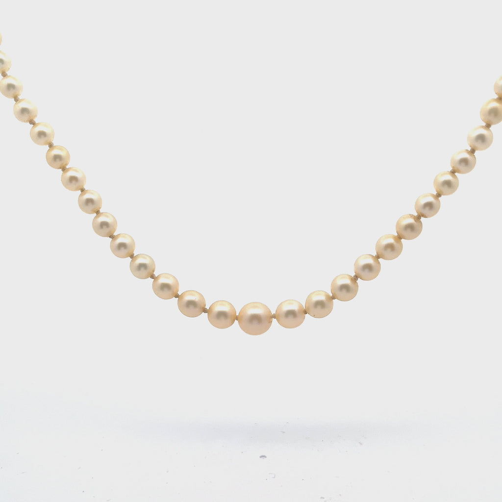 14k Yellow Gold 7mm /3.5mm  Graduated 20"inch Salt Water Pearl Strand  20" Necklace