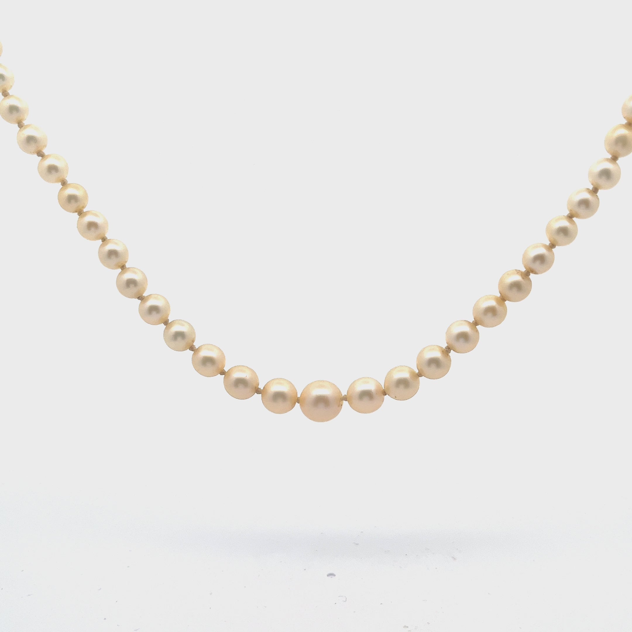 14k Yellow Gold 7mm /3.5mm  Graduated 20"inch Salt Water Pearl Strand  20" Necklace