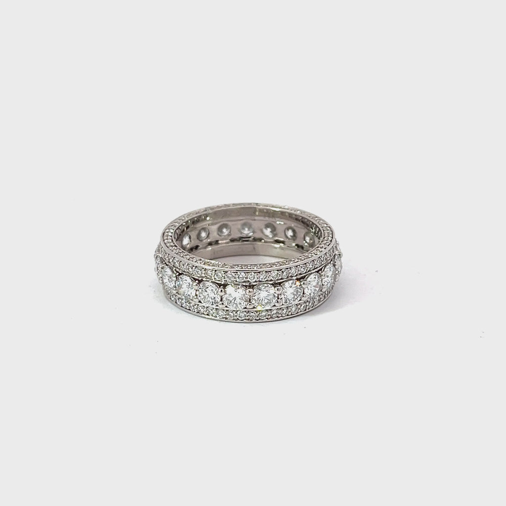 14k White Gold 4.00 G SI1 Round Diamond Eternity Men Wedding Band SIZE 9