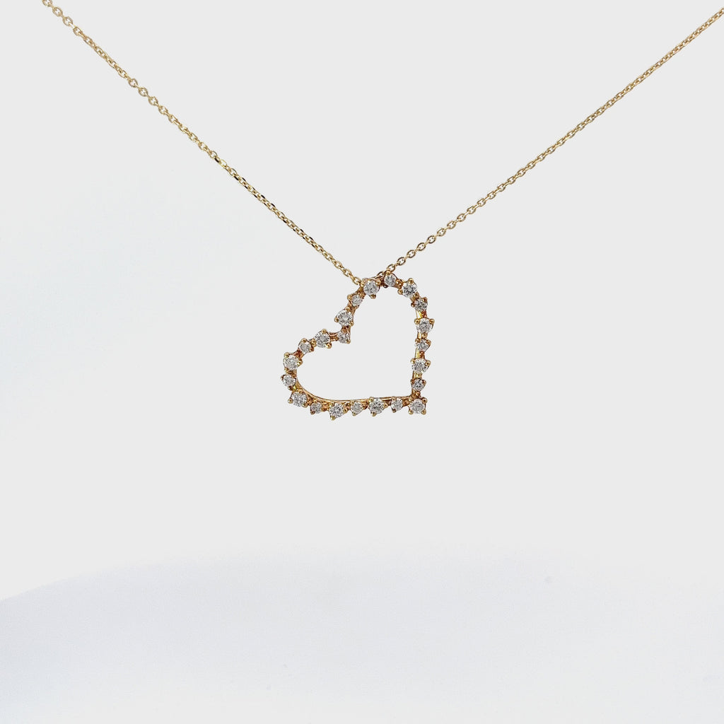14k Yellow Gold .65ct  G VS2 Round Diamond Heart Necklace 3.2 gram