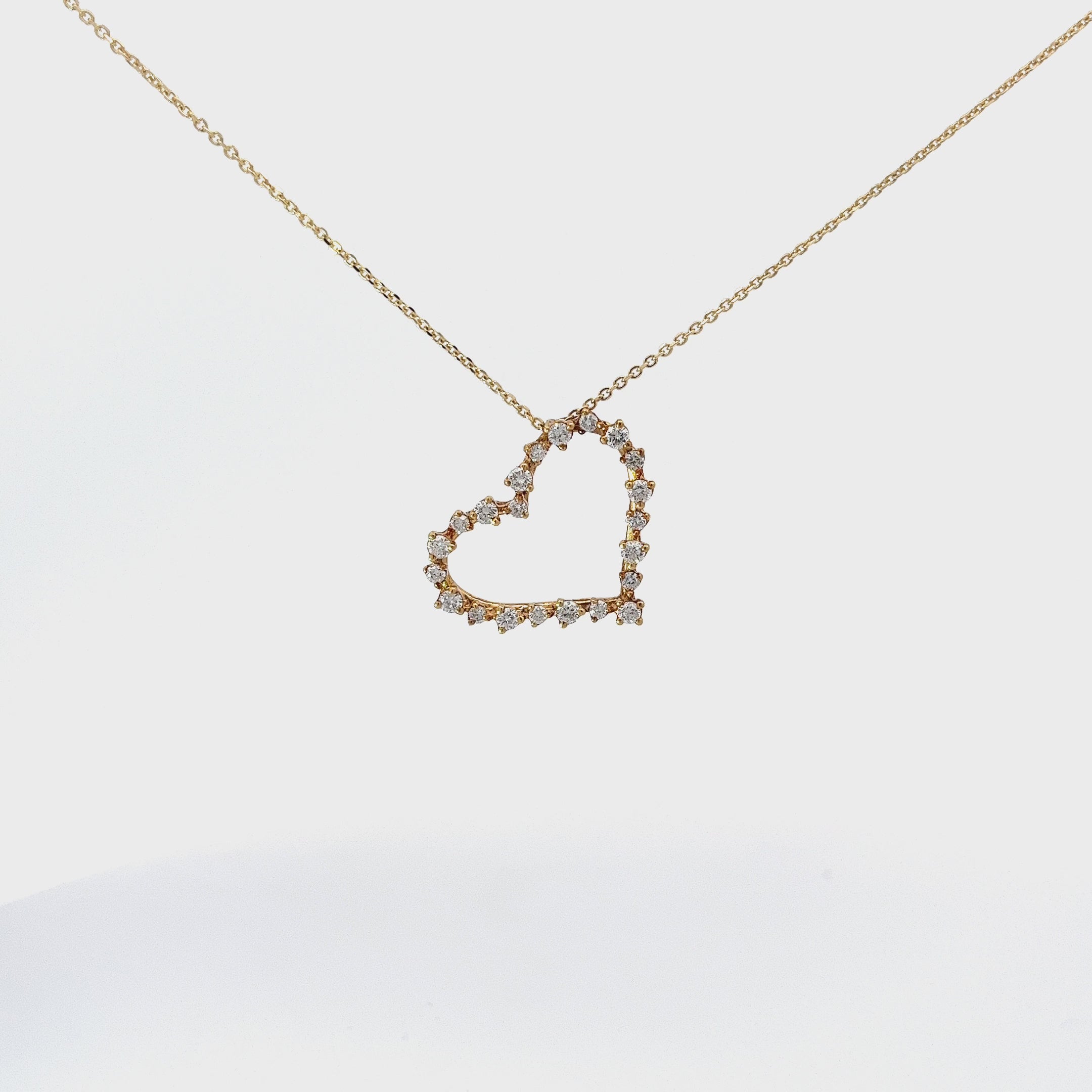 14k Yellow Gold .65ct  G VS2 Round Diamond Heart Necklace 3.2 gram