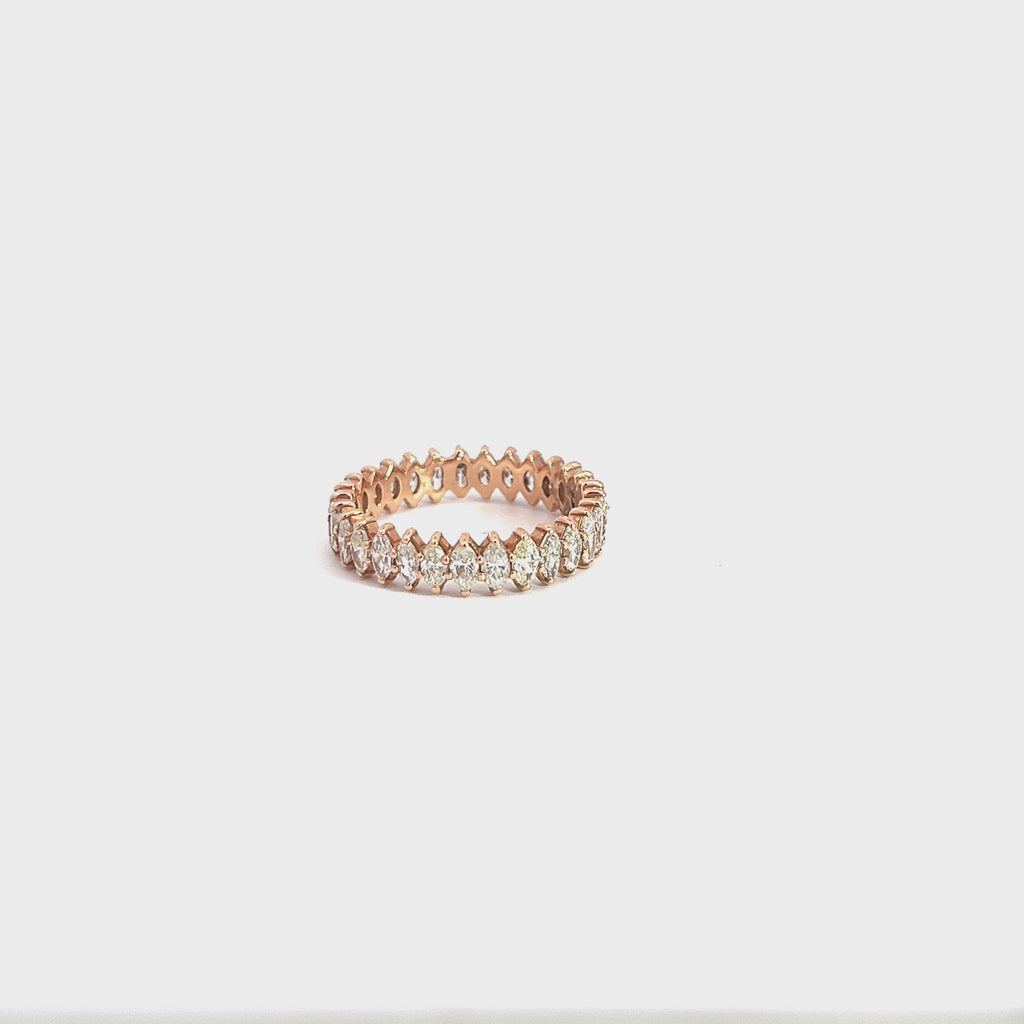 14k Rose Gold 2.58ct G VS2 Marquise Shape Diamond Eternity Band Ring Size 7