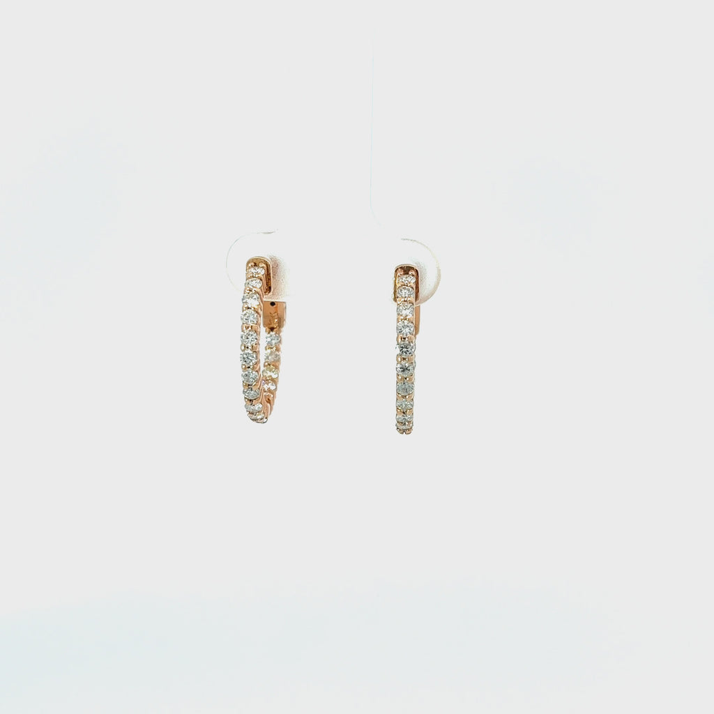 14k Rose Gold 1.10ct H VS2 Round Diamond Hoop Earrings