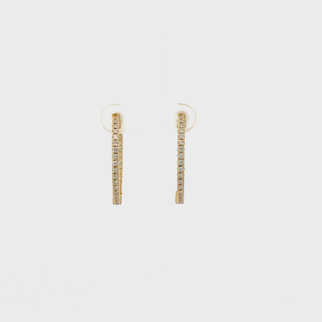 14k White Gold .65ct G VS2 Round Diamond Inside-outside hoop earrings