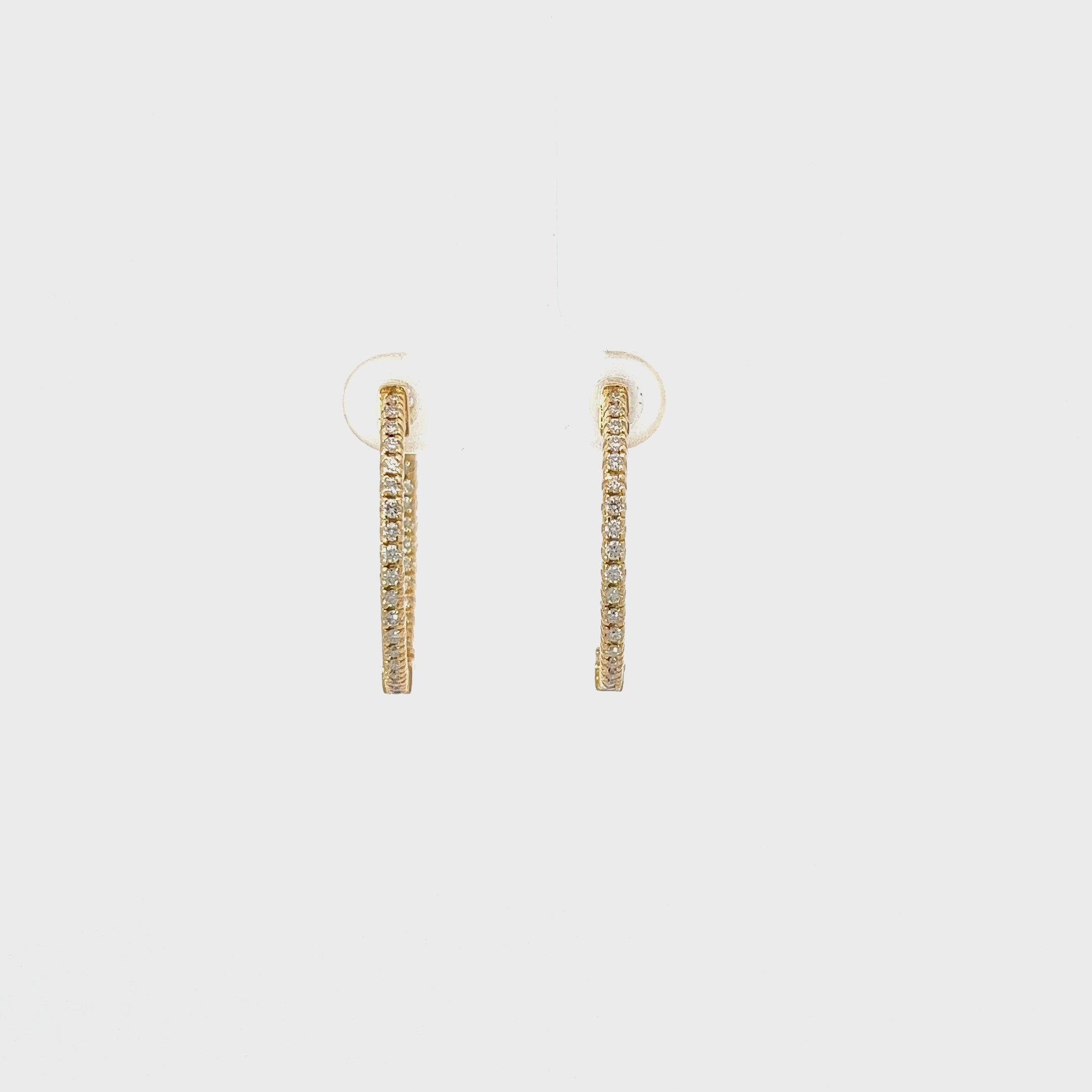 14k White Gold .65ct G VS2 Round Diamond Inside-outside hoop earrings