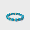18K YELLOW GOLD TURQUOISE STRETCH BRACELET 10MM HIS/HER