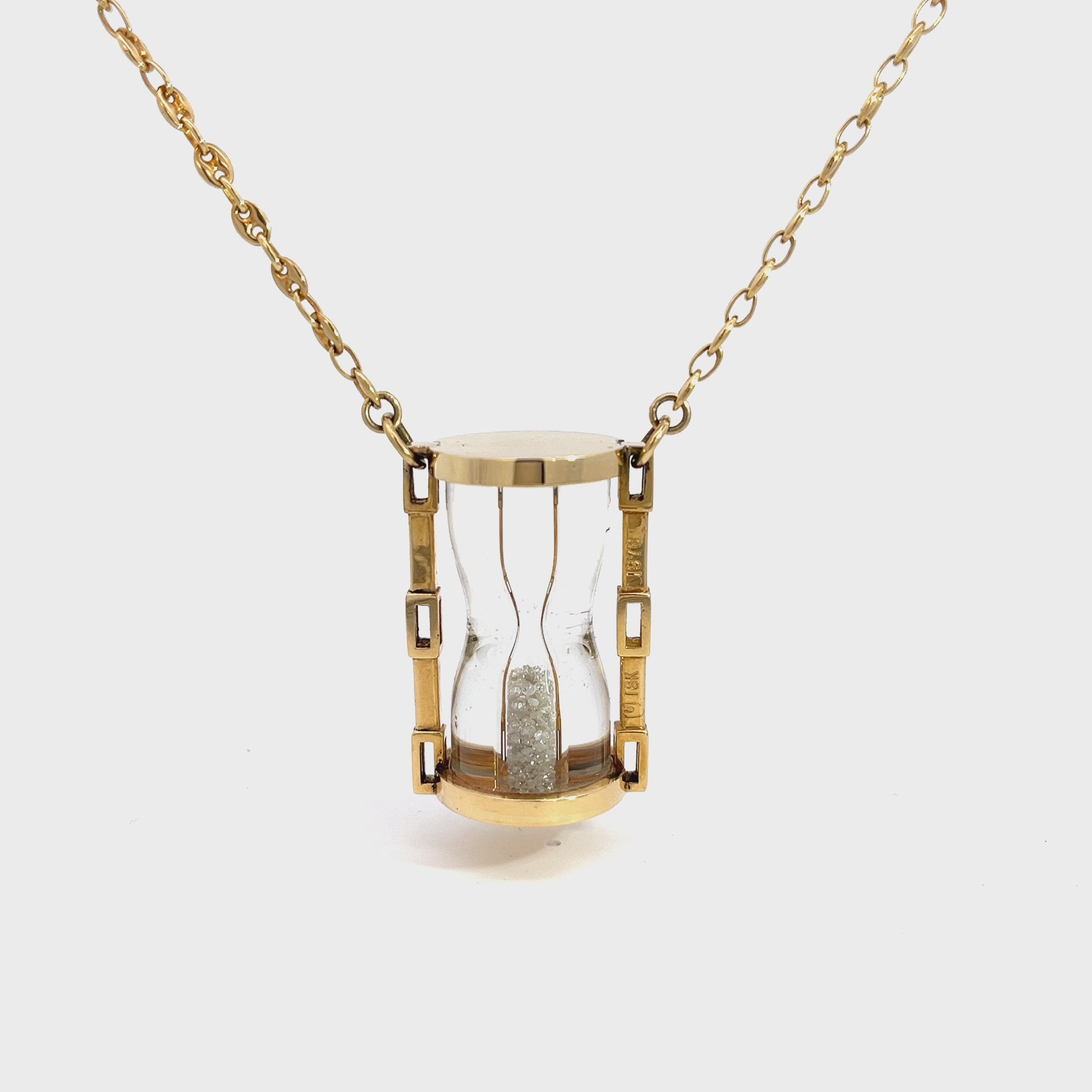 18k Yellow Gold 2.00ct G VS2 Round Diamond Hour Glass Vintage  Necklace