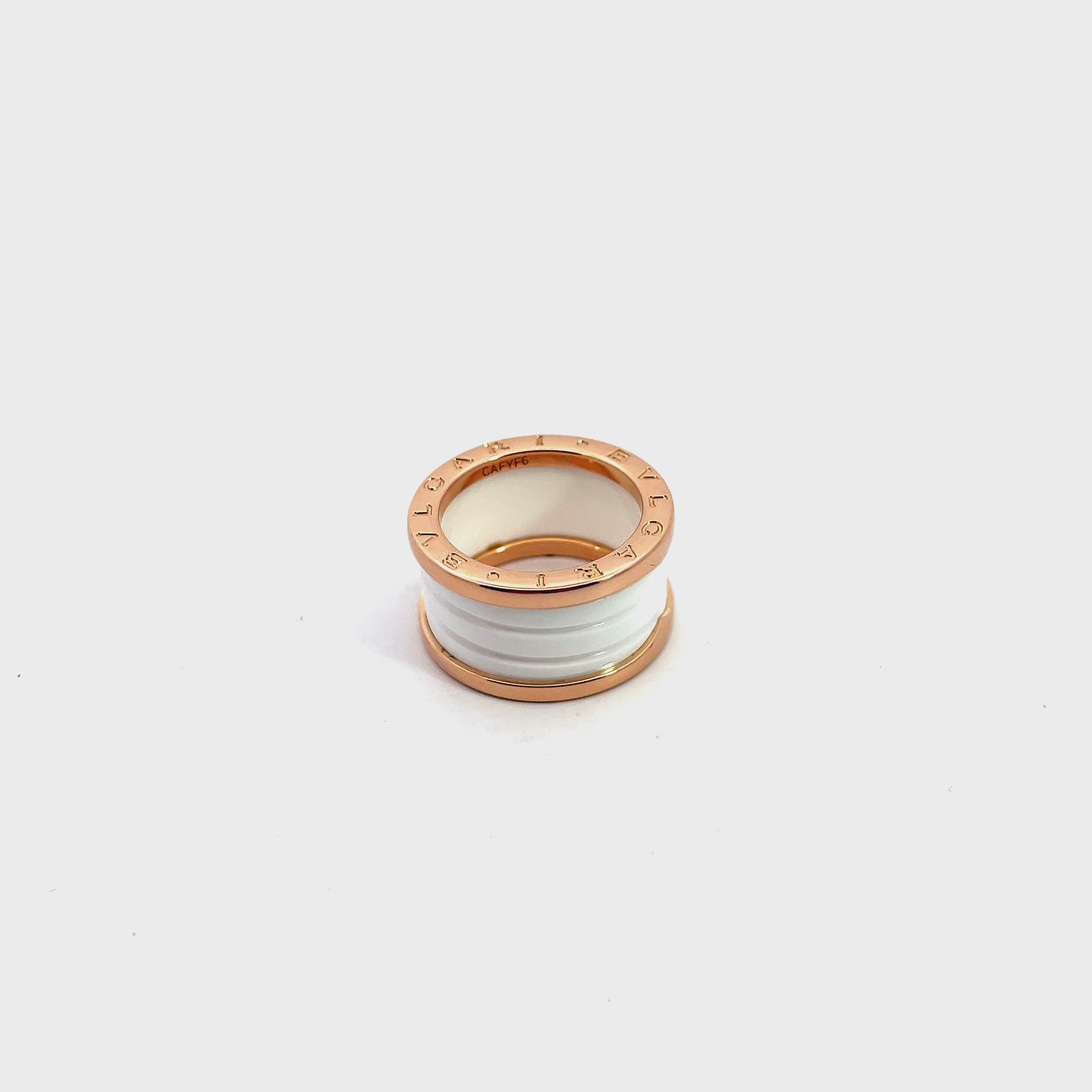 18k Rose Gold Preloved Bvlgari B. Zero 1 White Ceramic Ring Size 6
