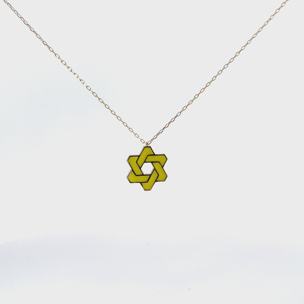14k Yellow Gold Yellow Enamel Star Necklace