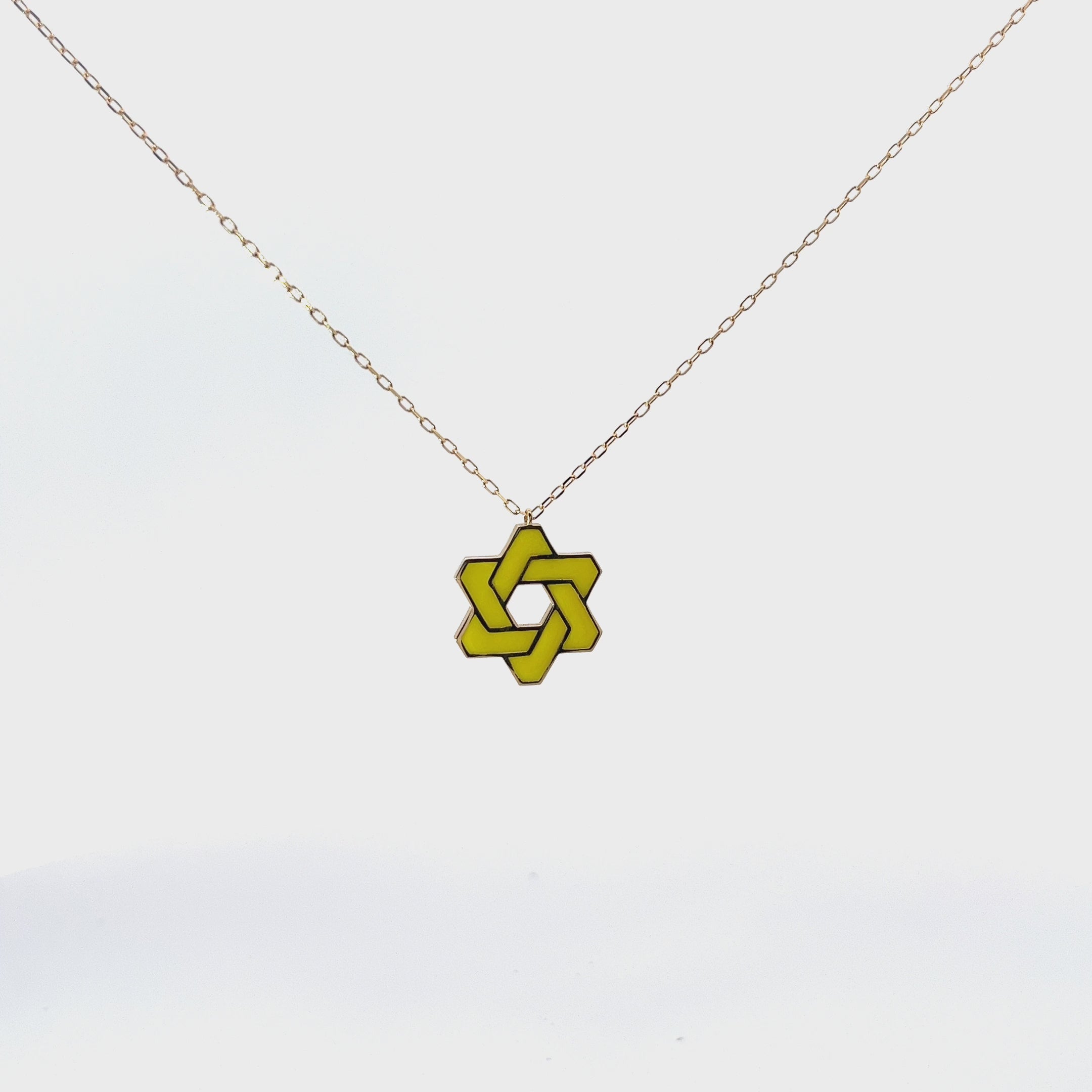 14k Yellow Gold Yellow Enamel Star Necklace