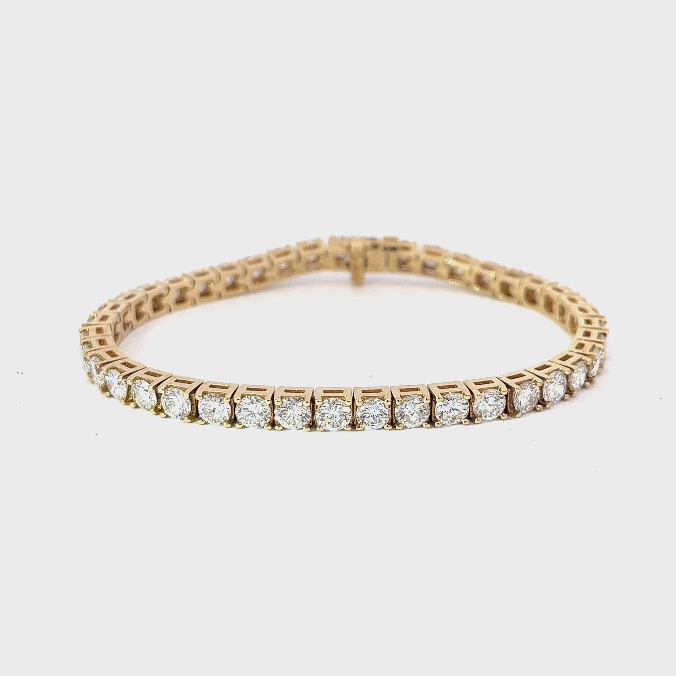 14k Yellow Gold 10.10ct F VS2 Round Diamond Tennis Bracelet
