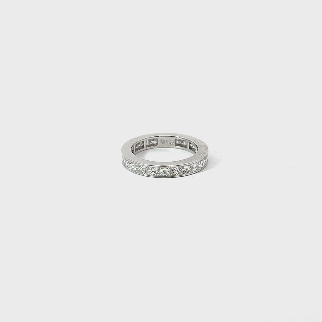 18k White Gold 2.85 F VS2 Princess Cut  Diamond Eternity Band