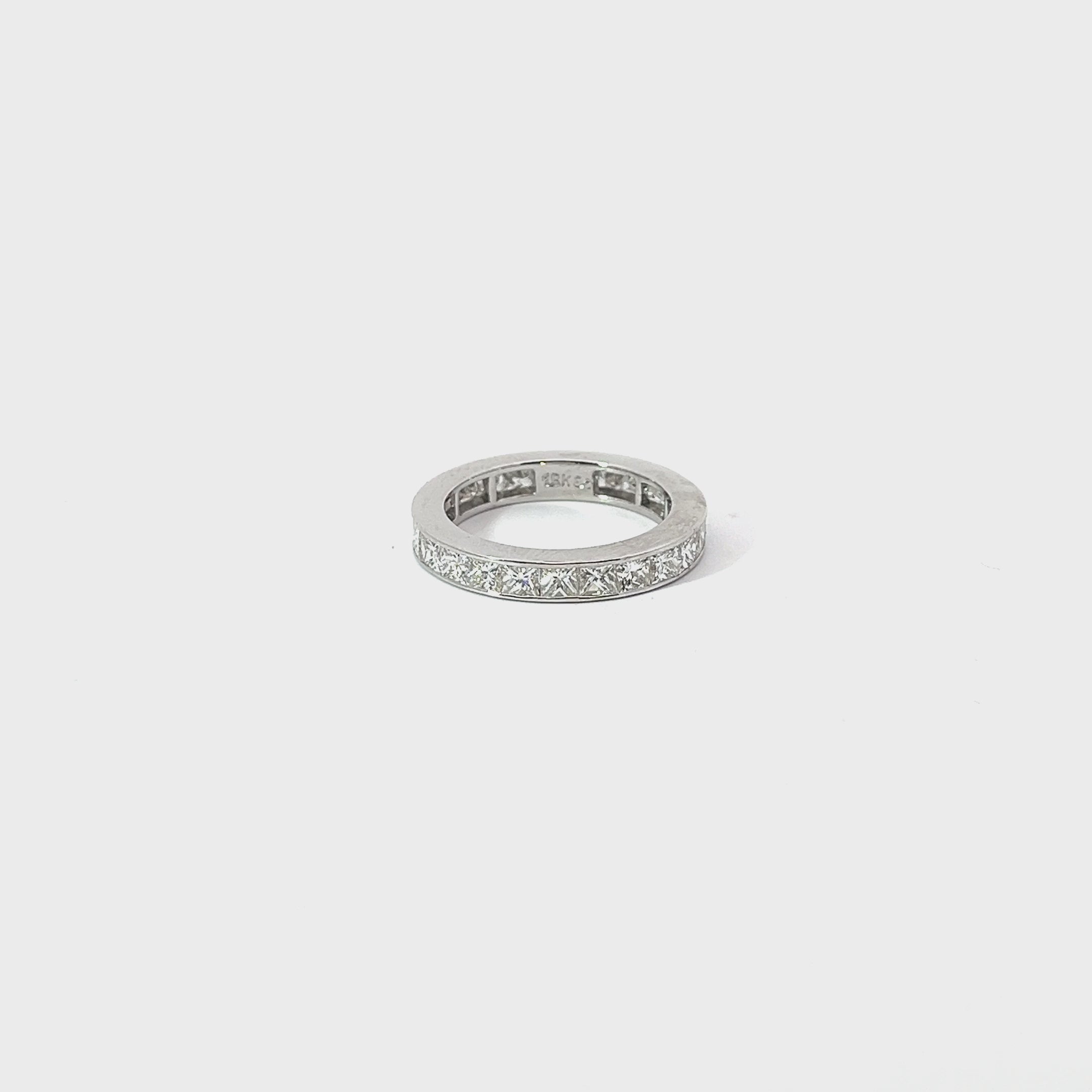 18k White Gold 2.85 F VS2 Princess Cut  Diamond Eternity Band