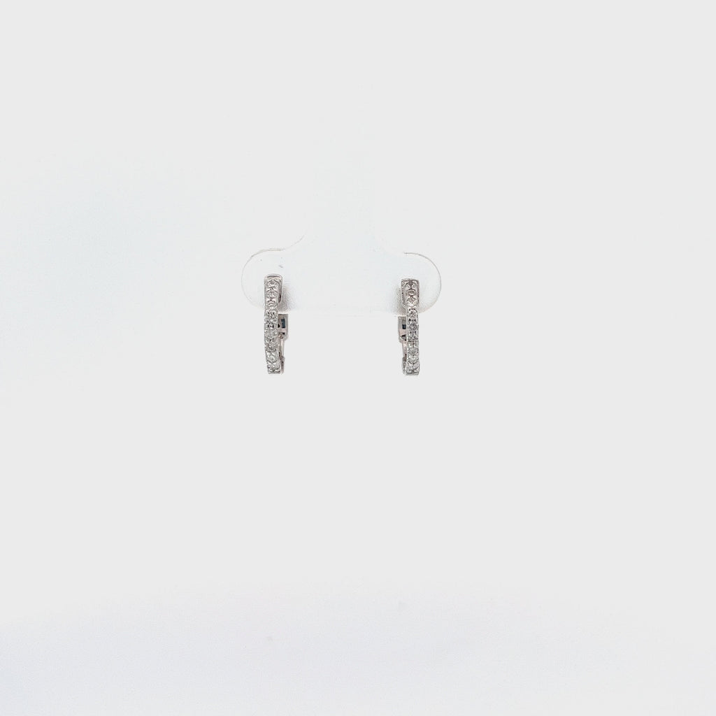 14K White Gold .18CT GSI1 DIAMOND HOOP/HUGGIES EARRING