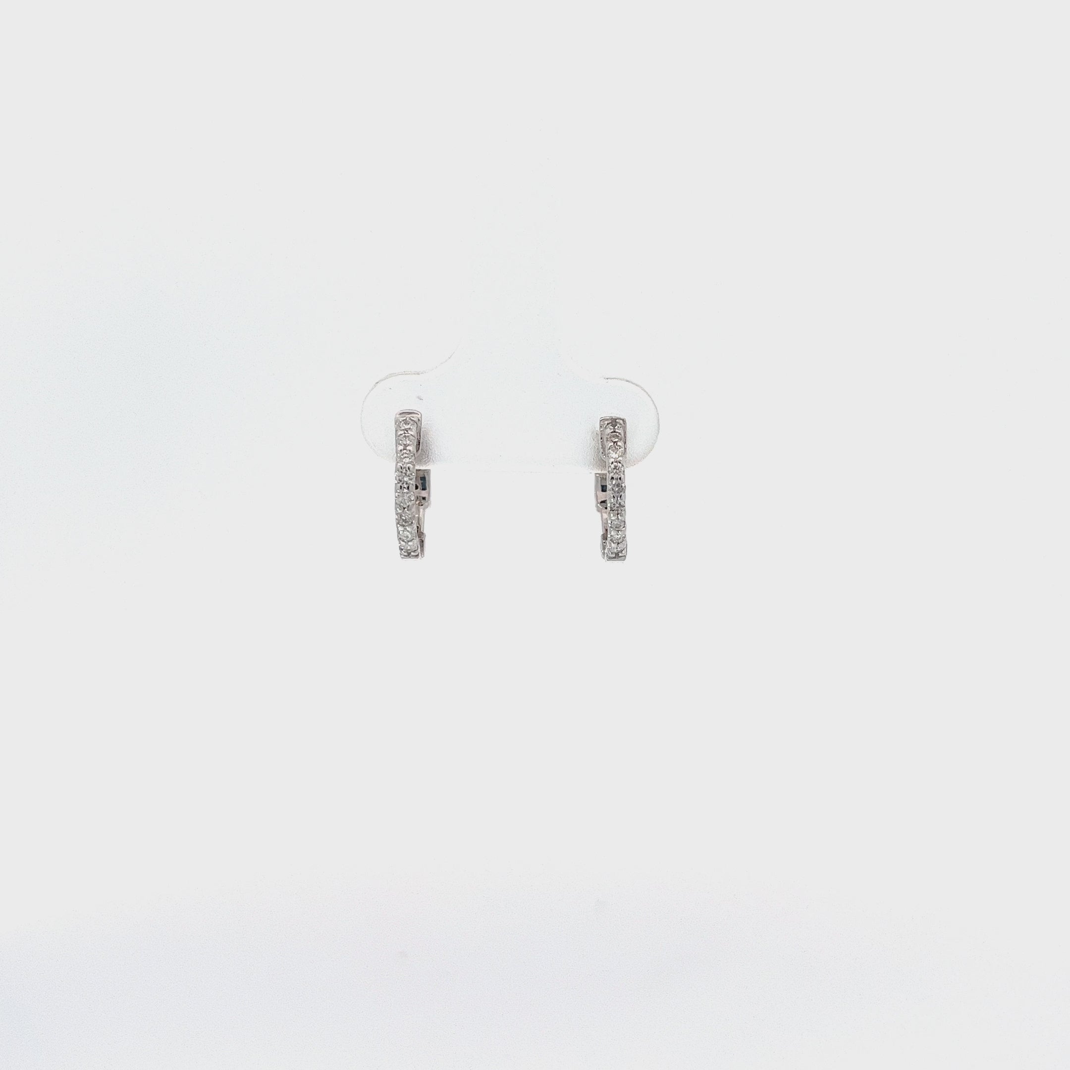 14K White Gold .18CT GSI1 DIAMOND HOOP/HUGGIES EARRING