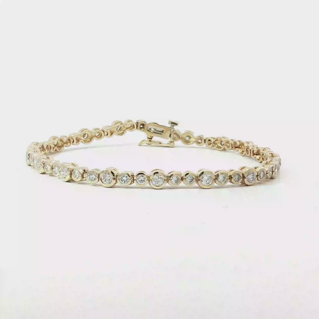 14k Yellow Gold 2.00ct G VS2 Bezel Set Diamond Tennis Bracelet