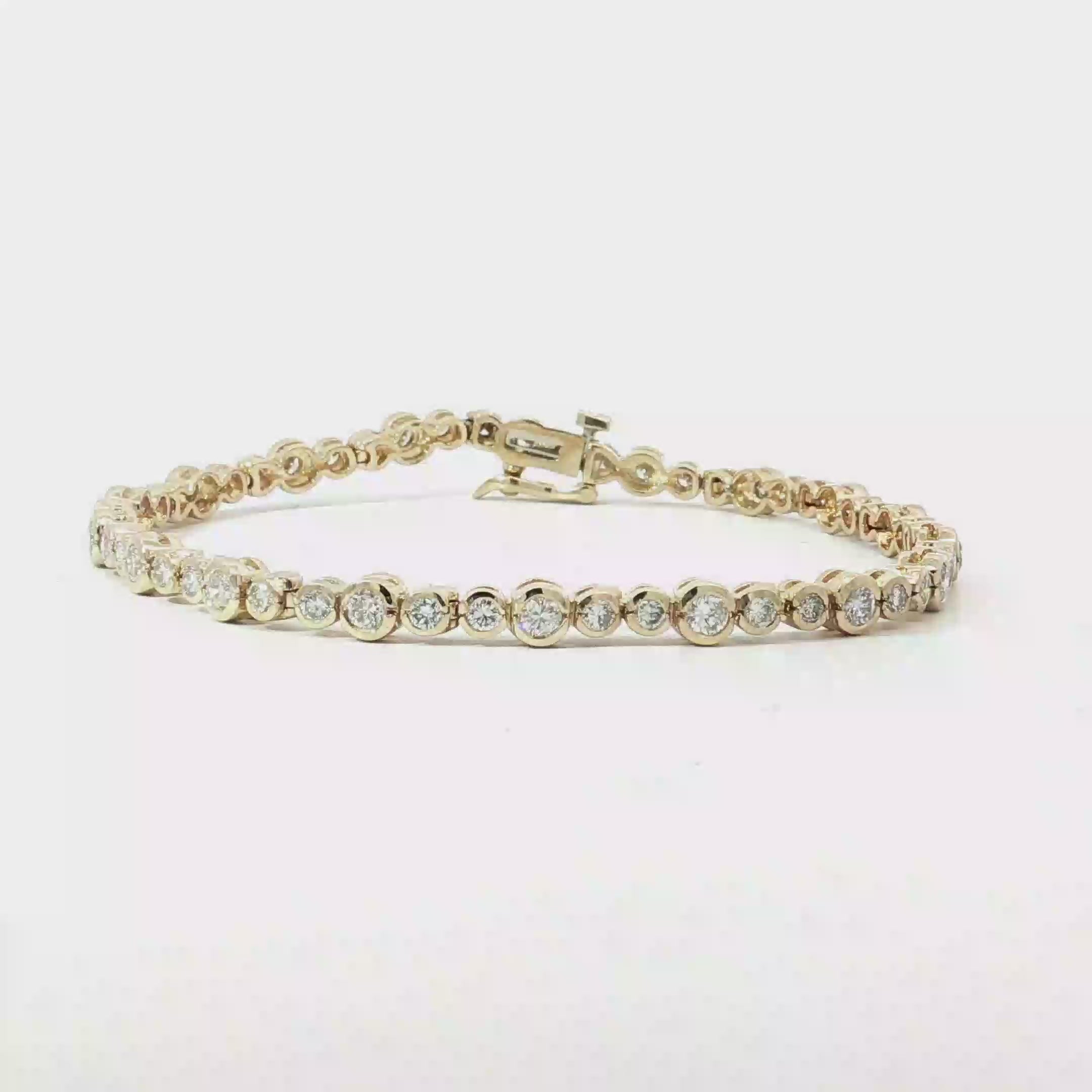14k Yellow Gold 2.00ct G VS2 Bezel Set Diamond Tennis Bracelet