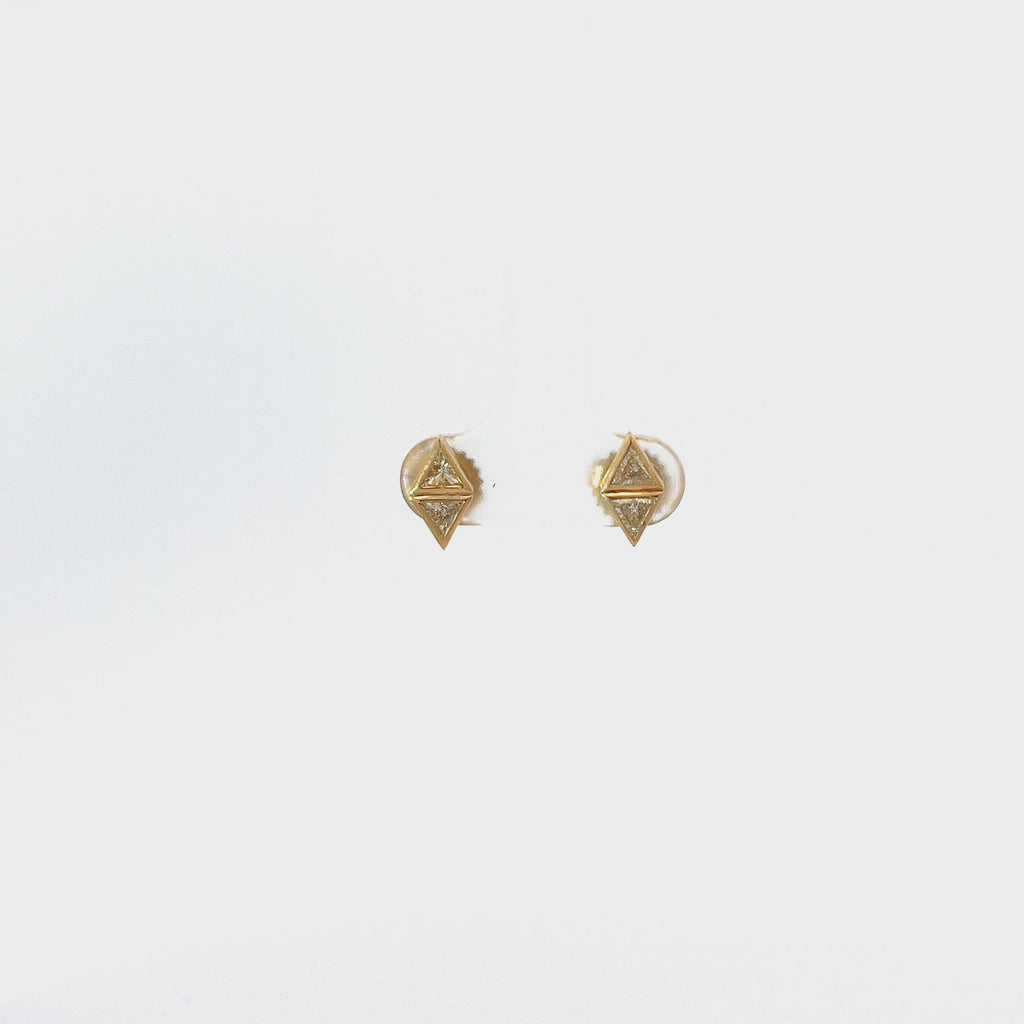 14k yellow and white gold .41ct H VS2 Trillion shaped diamond stud earrings