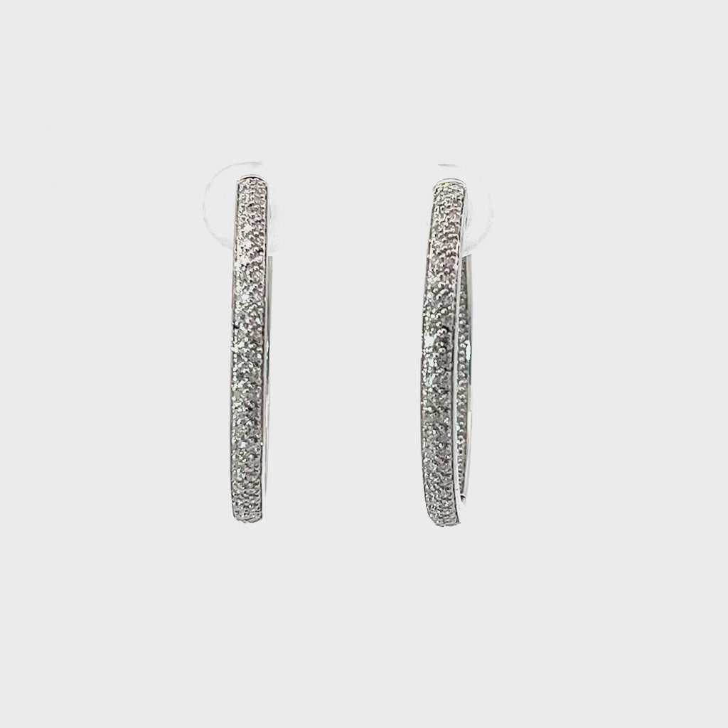 14k White Gold 1.25ct G SI1 Round Diamond Hoop Earrings