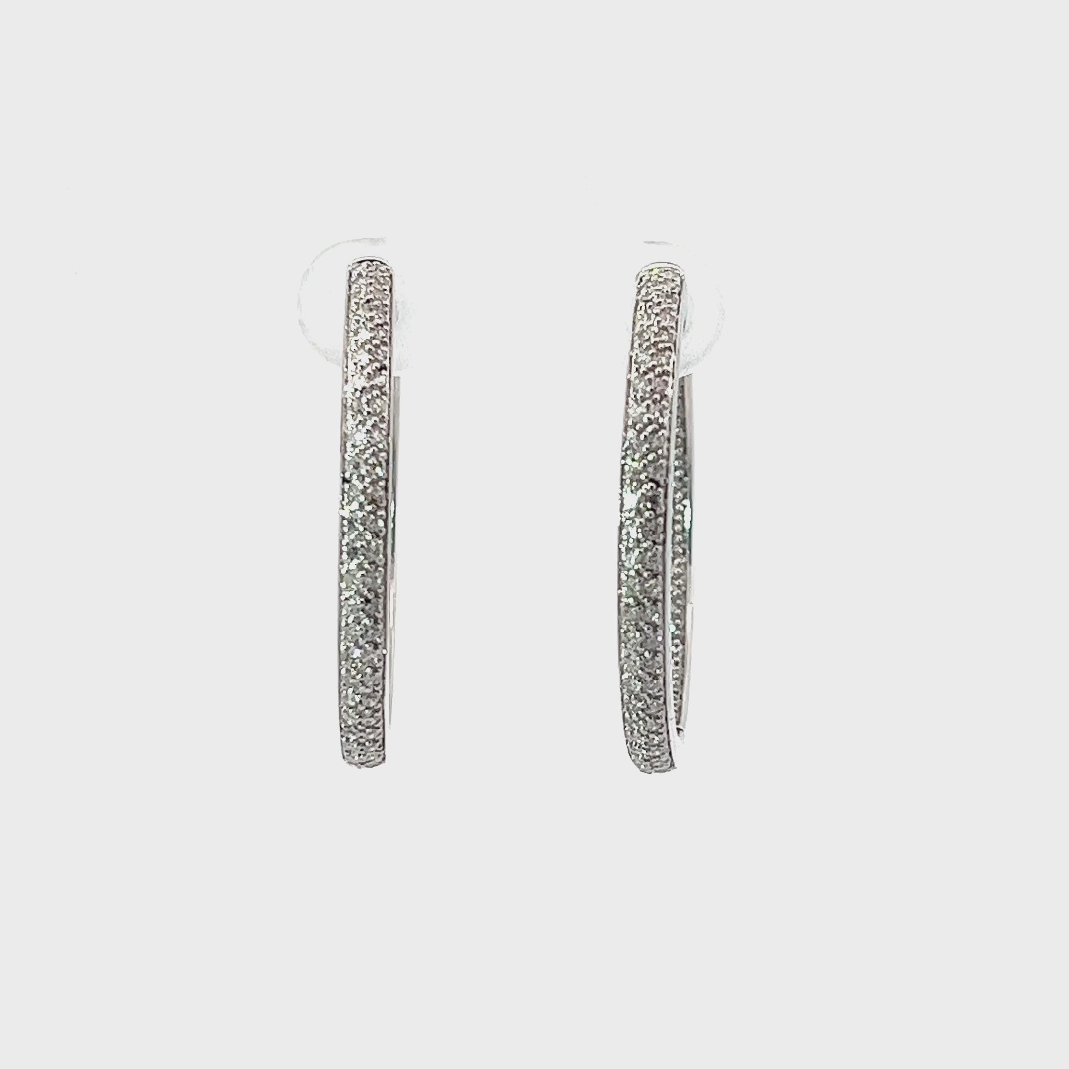 14k White Gold 1.25ct G SI1 Round Diamond Hoop Earrings