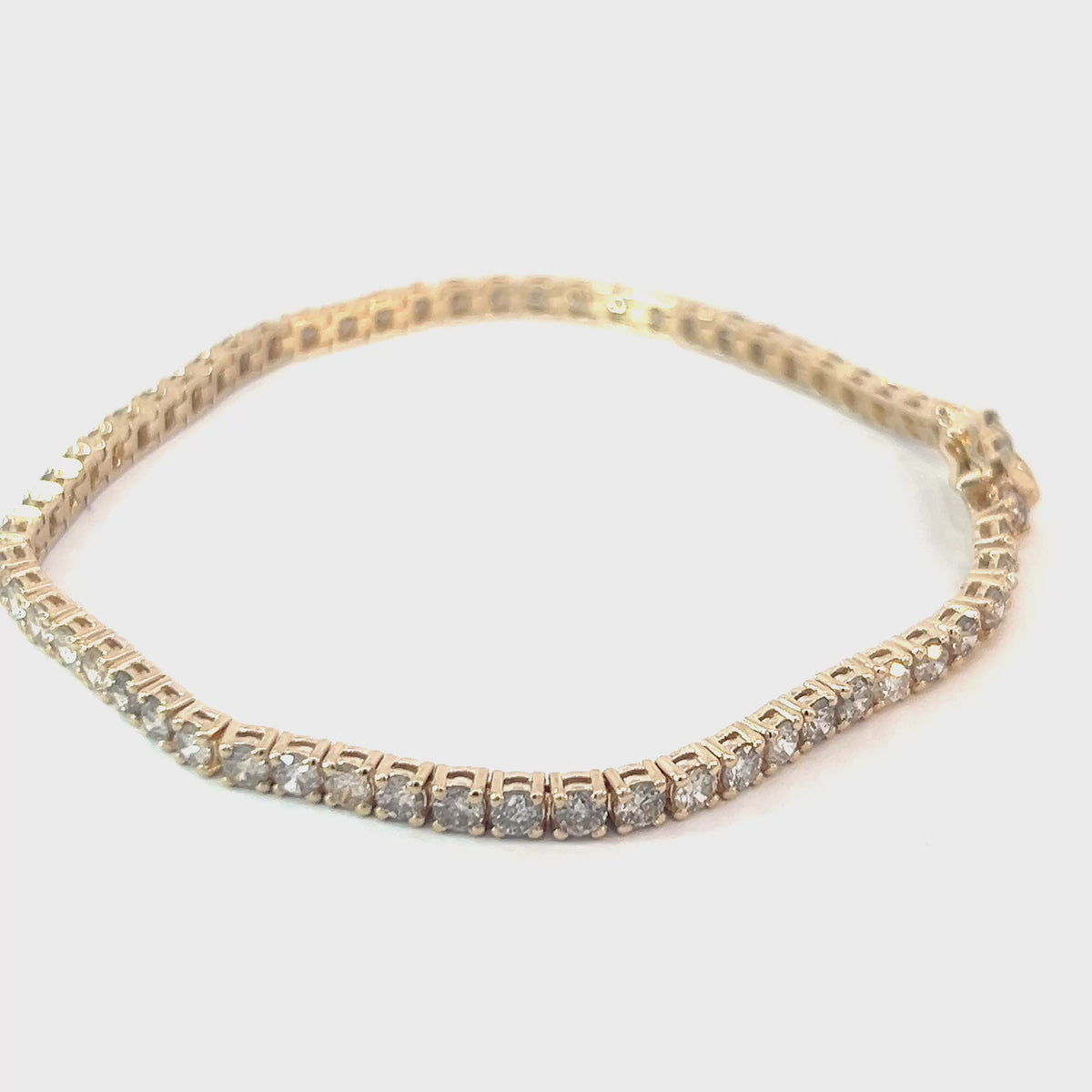 14k Yellow Gold 4.40ct J SI1 Round Diamond Tennis Bracelet