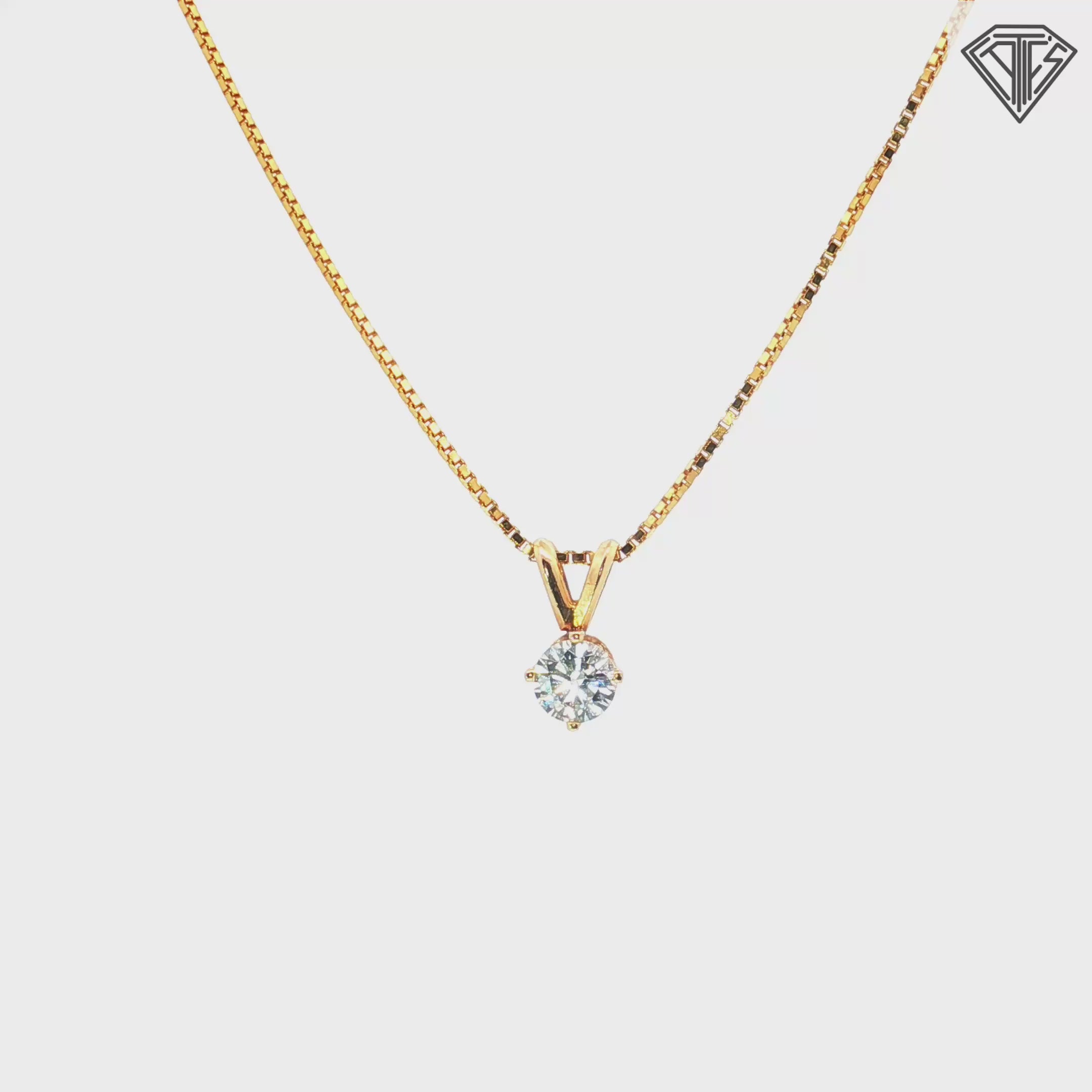 18k Yellow Gold .50ct G SI1 Round Diamond Solitaire Pendant