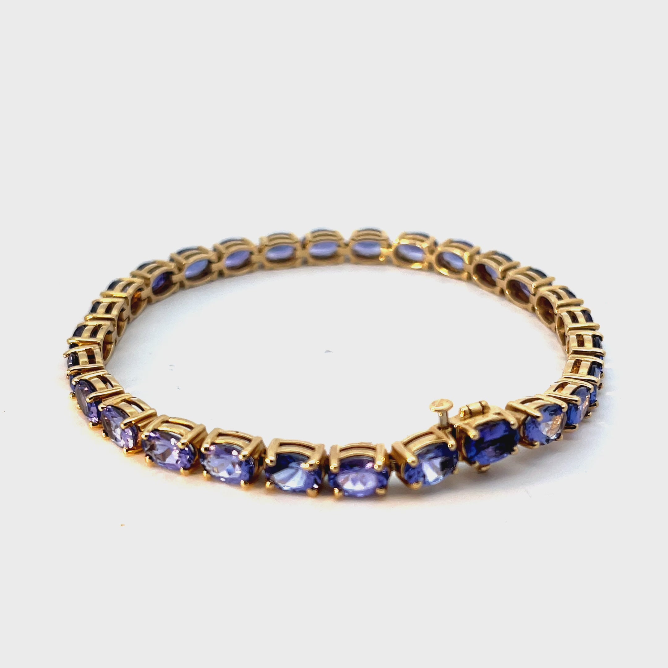 14K YELLOW GOLD 20cts AA TANZANITE 28 OVAL  BRACELET 7 1/2