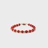 Ladies 14k yellow gold Genuine Coral and Gold Beaded Bracelet