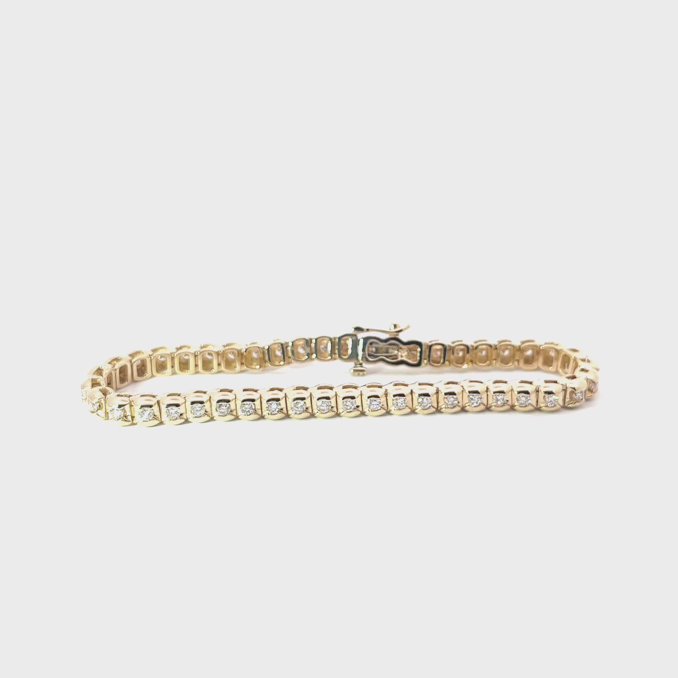 14k Yellow Gold 2ct G VS2 Round Diamond Tennis Bracelet 1/2 Bezel
