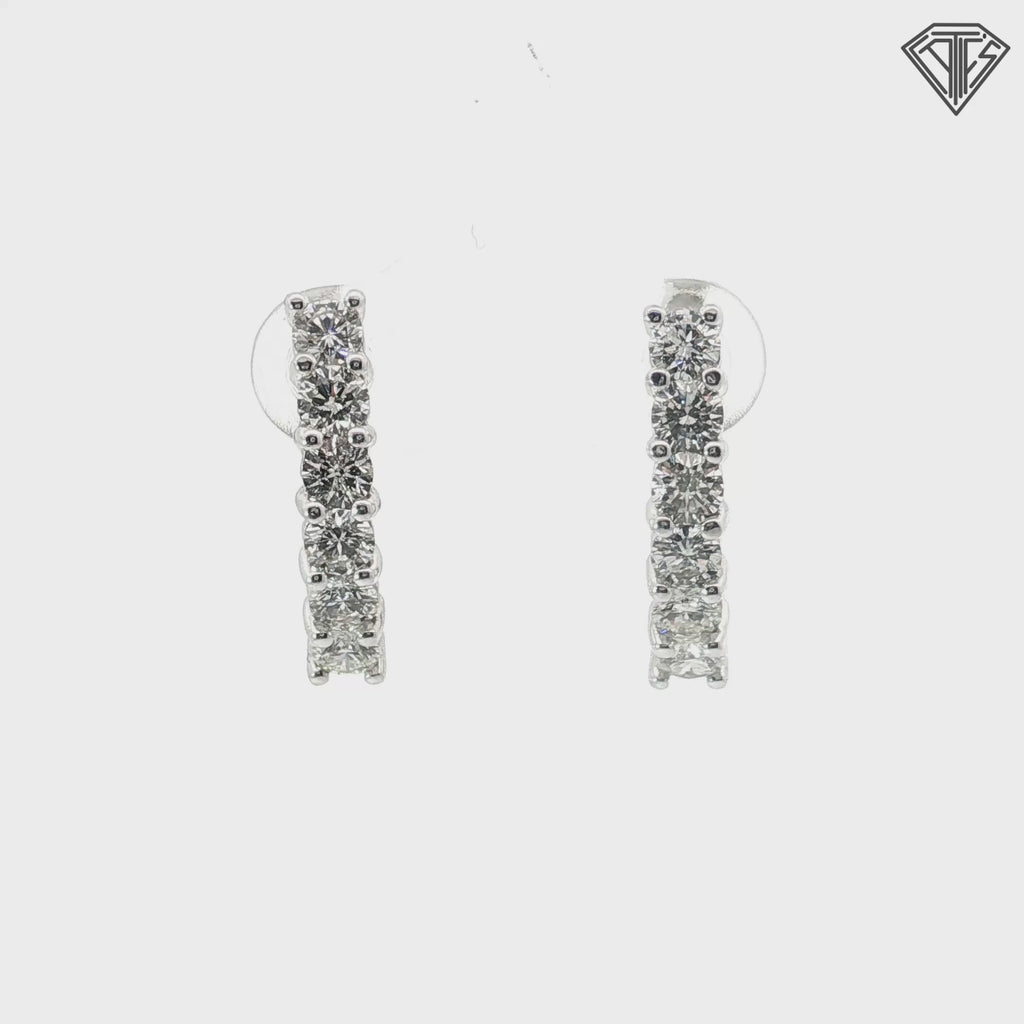 14k White Gold 1.65ct G VS2 Oval Diamond Hoop/ Huggies Earrings