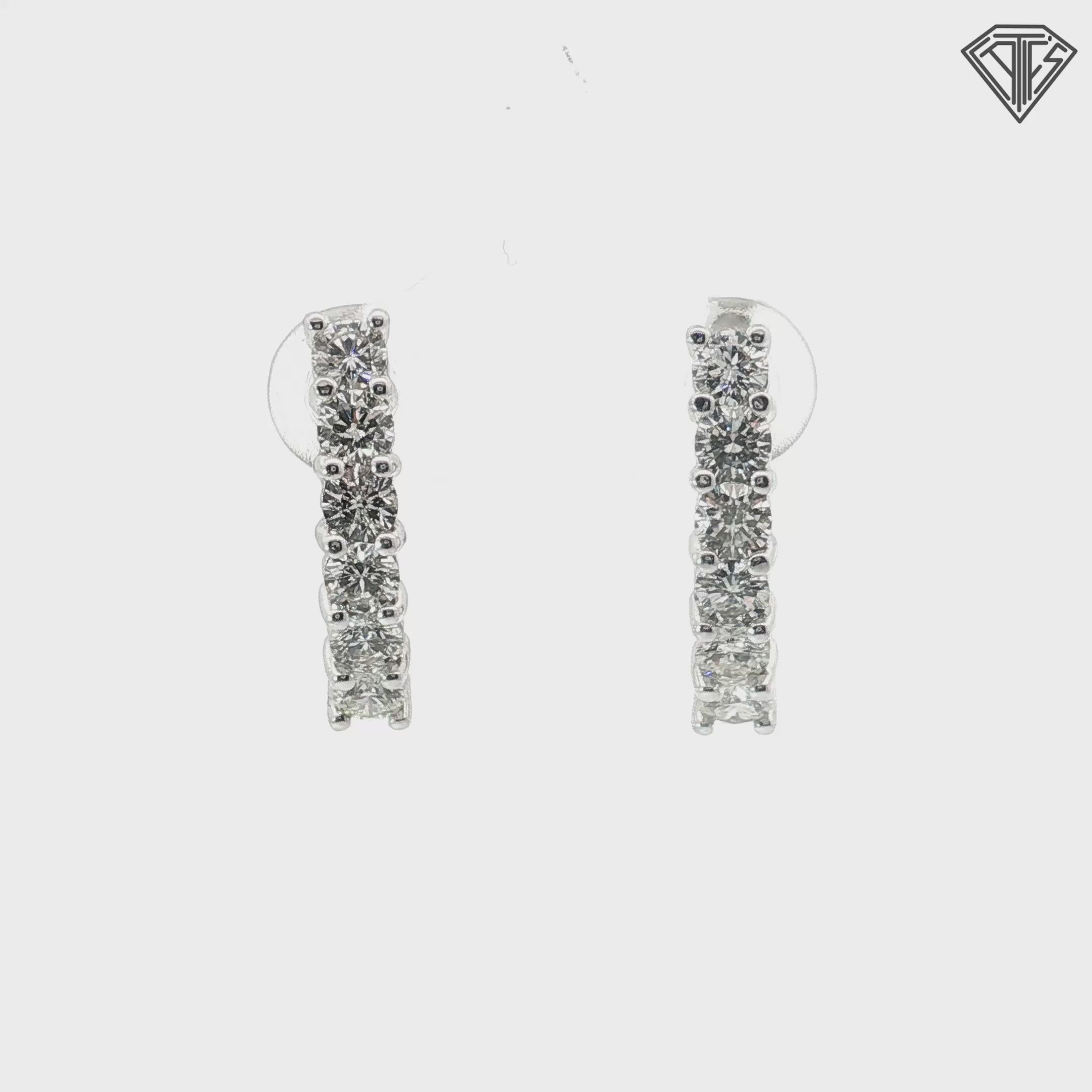 14k White Gold 1.65ct G VS2 Oval Diamond Hoop/ Huggies Earrings