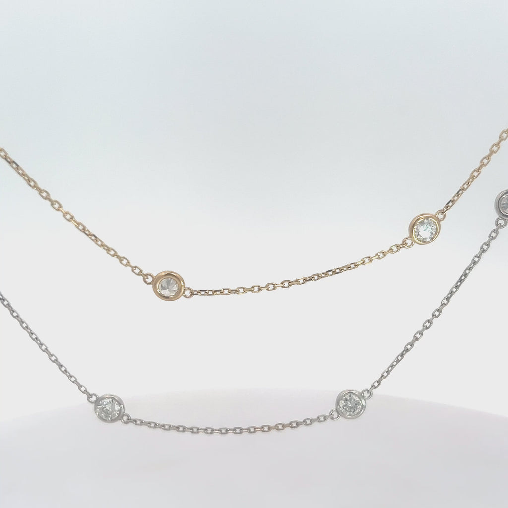 14k Yellow / White Gold 1.92ct G/H VS2 / SI1 Round Diamond by the Yard Necklace