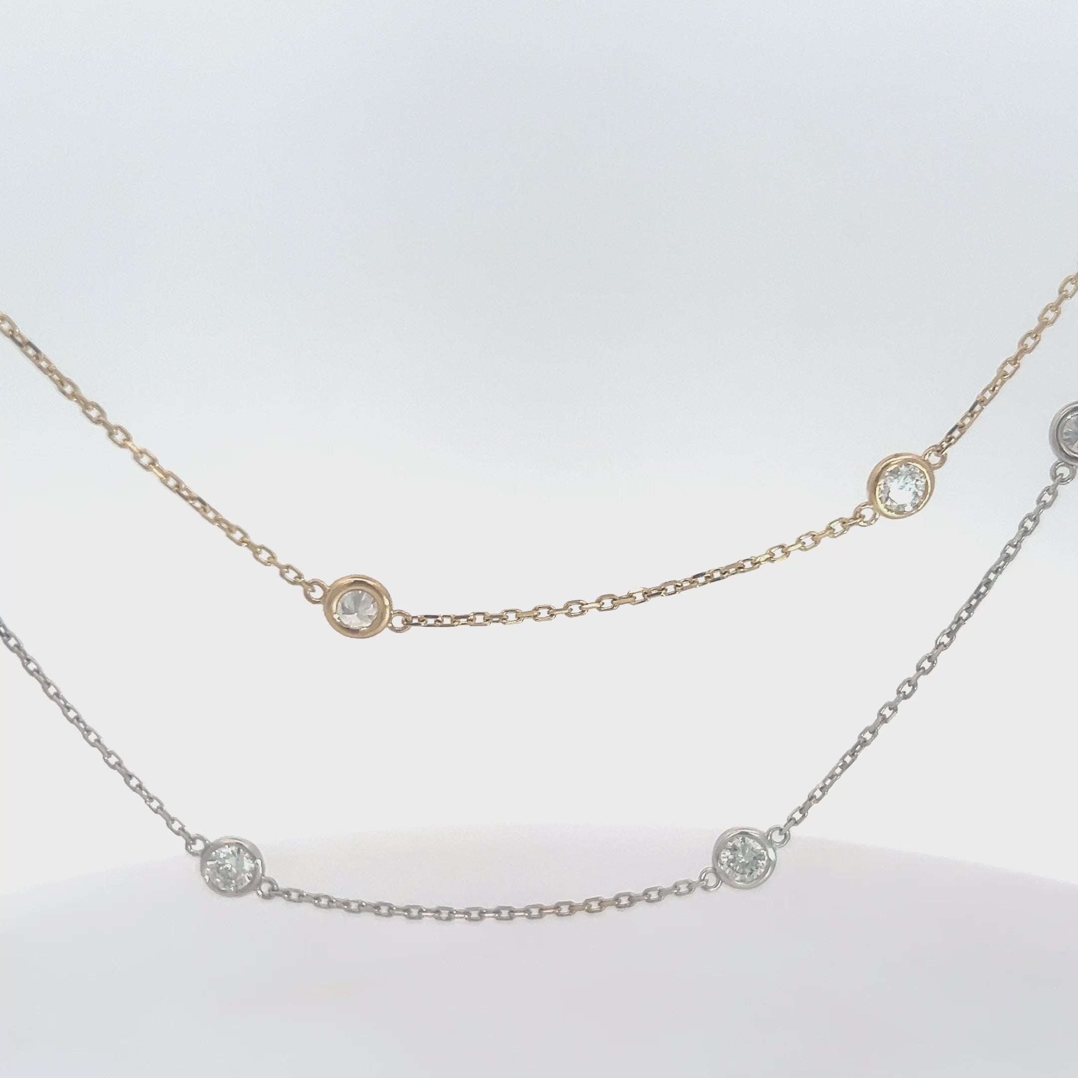 14k Yellow / White Gold 1.92ct G/H VS2 / SI1 Round Diamond by the Yard Necklace