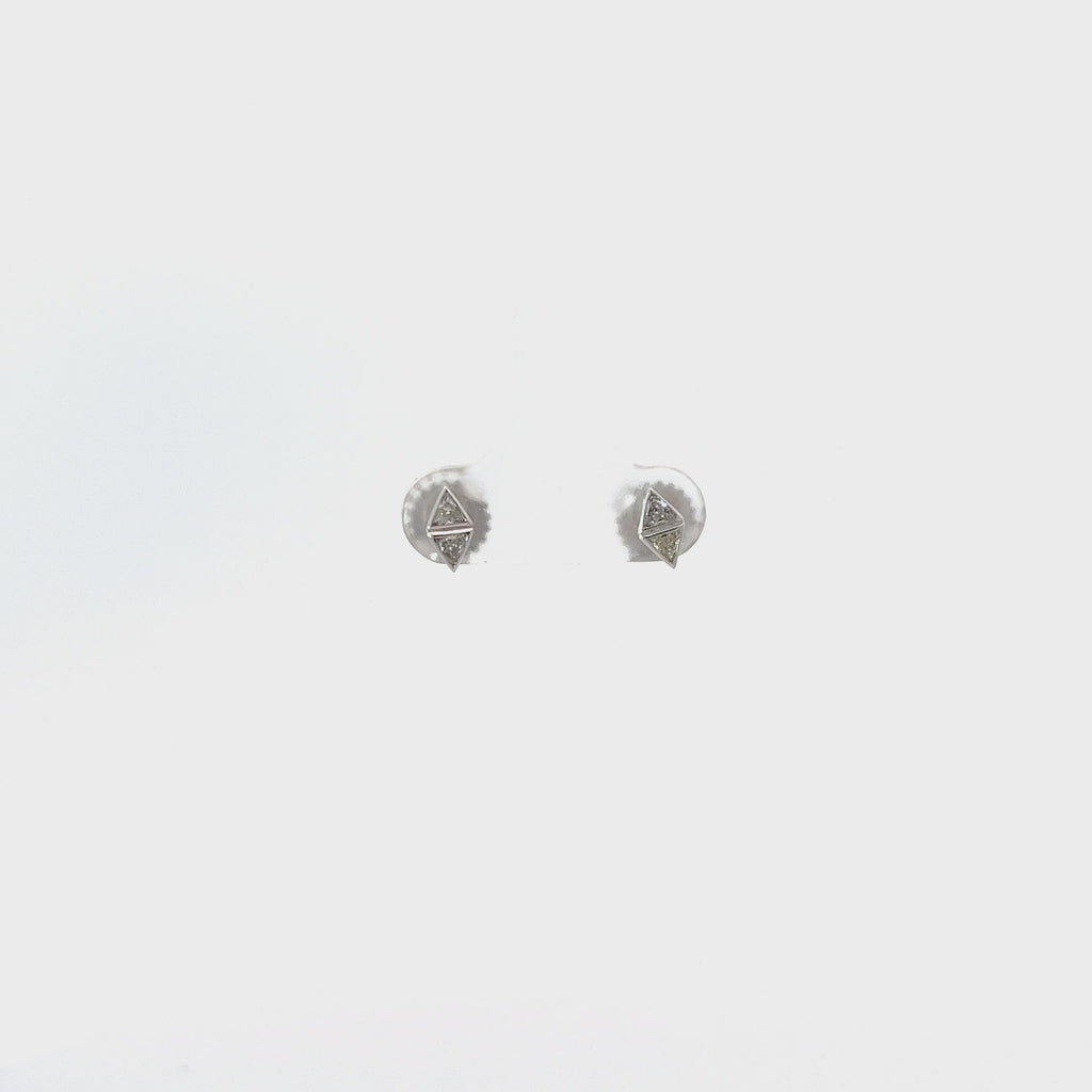 14k yellow and white gold .41ct H VS2 Trillion shaped diamond stud earrings