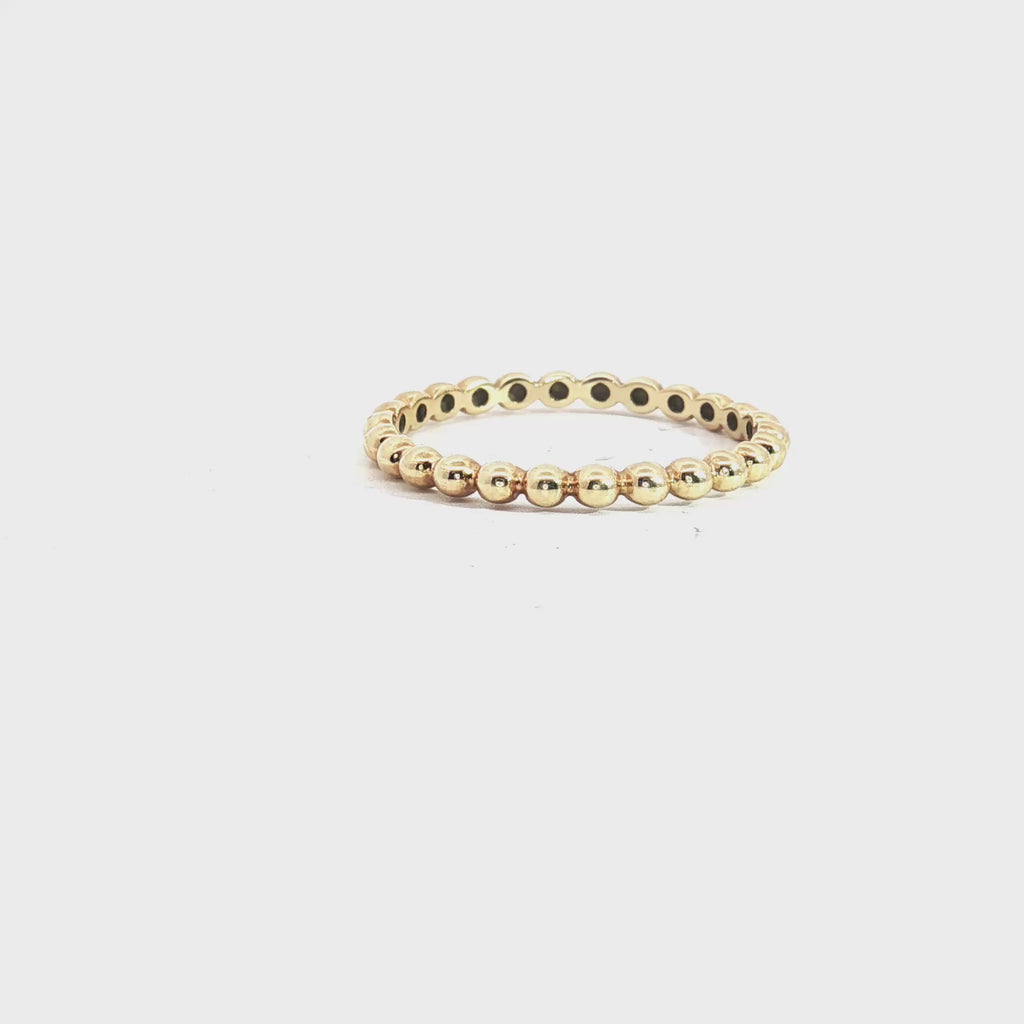 14k Yellow Gold Stackable Beaded Ring