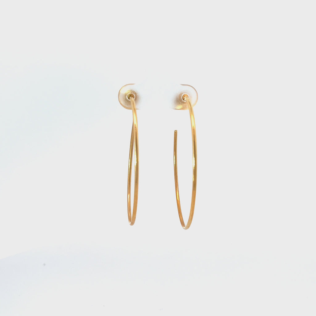 14k Yellow Gold Oval Shaped Half Hoops 2.2 gram