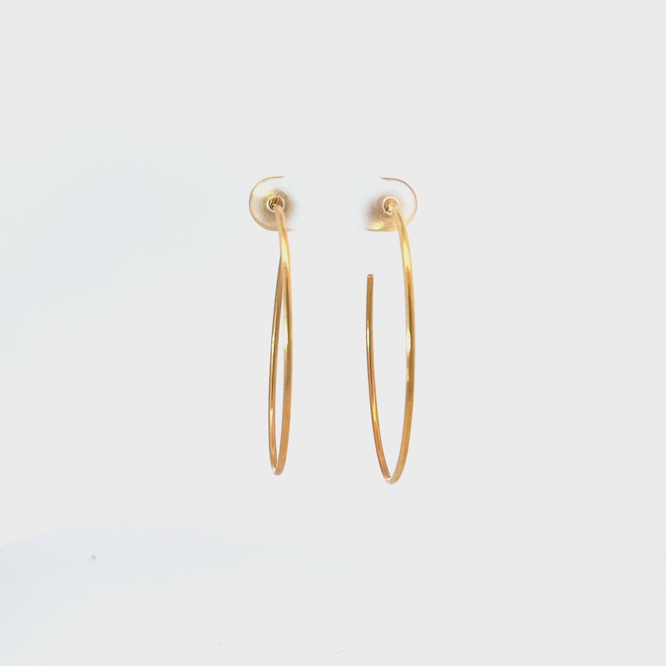 14k Yellow Gold Oval Shaped Half Hoops 2.2 gram