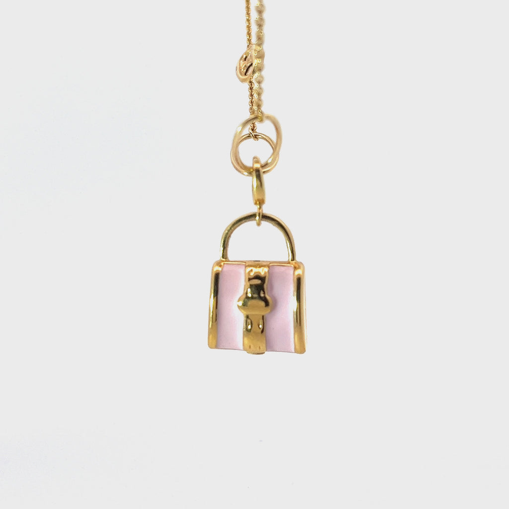 18K YELLOW GOLD ENAMEL PURSE CHARM