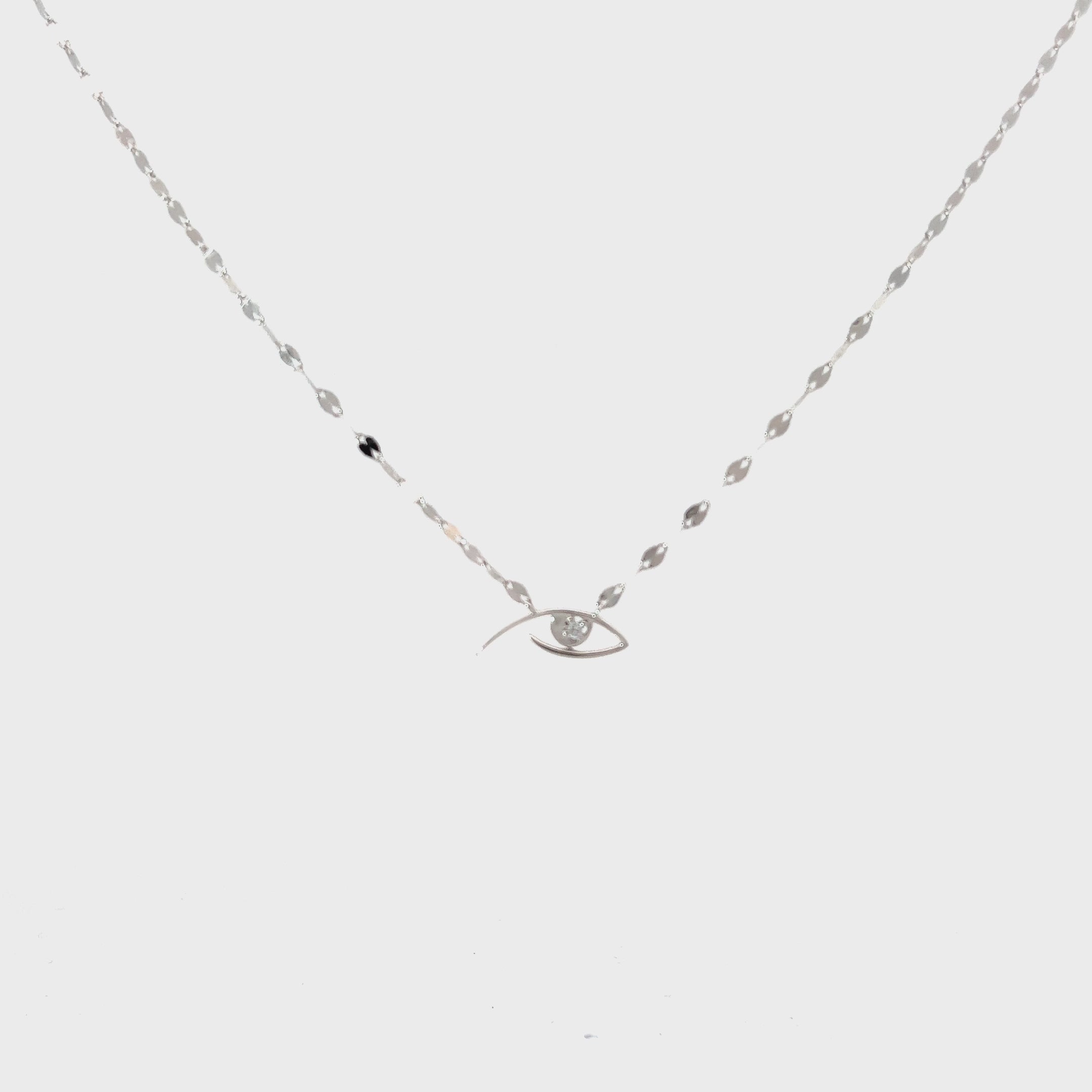 14K White Gold 1.3 gram Evil Eye Necklace
