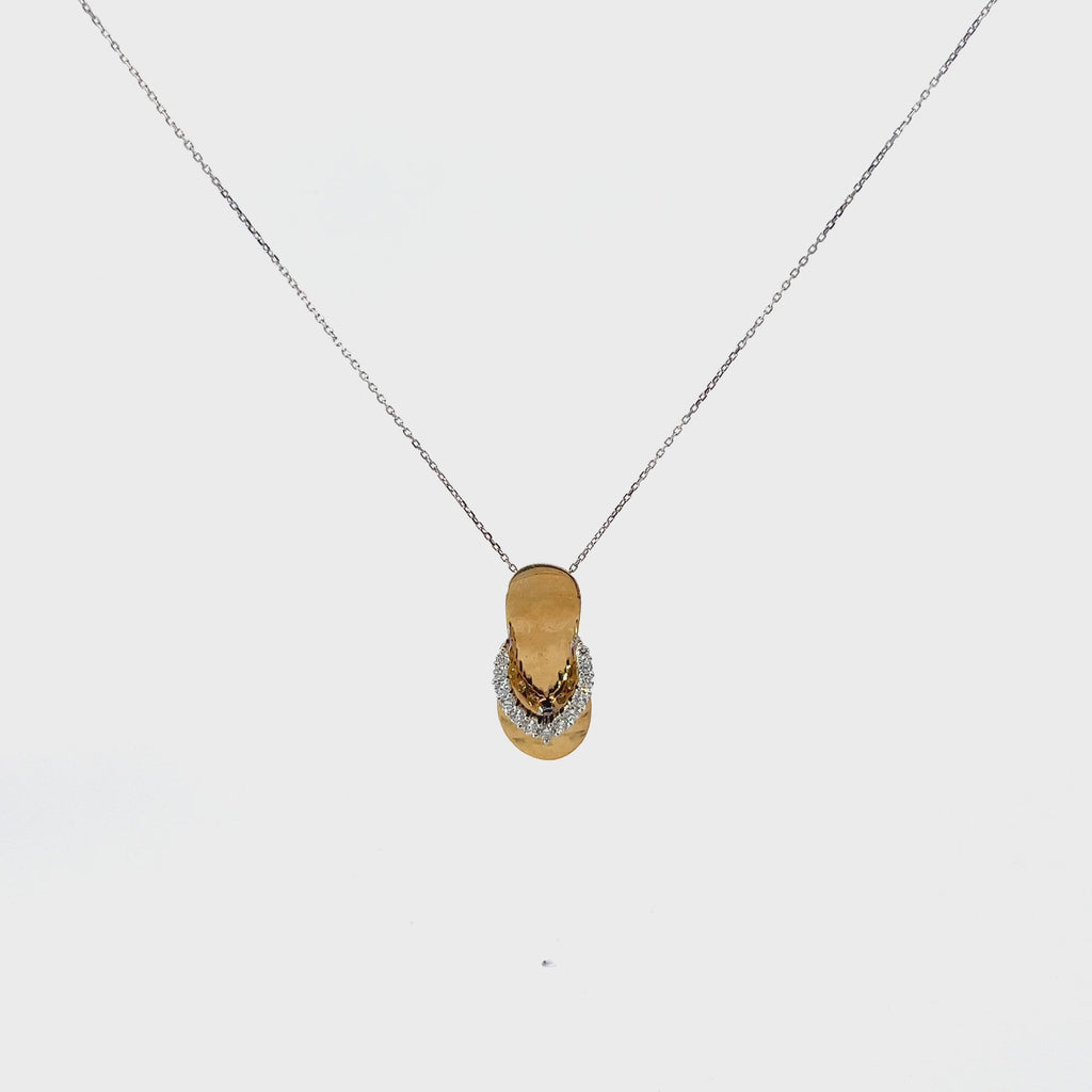 14k Two Tone .25ct G VS2 Round Diamond Sandel  Pendant