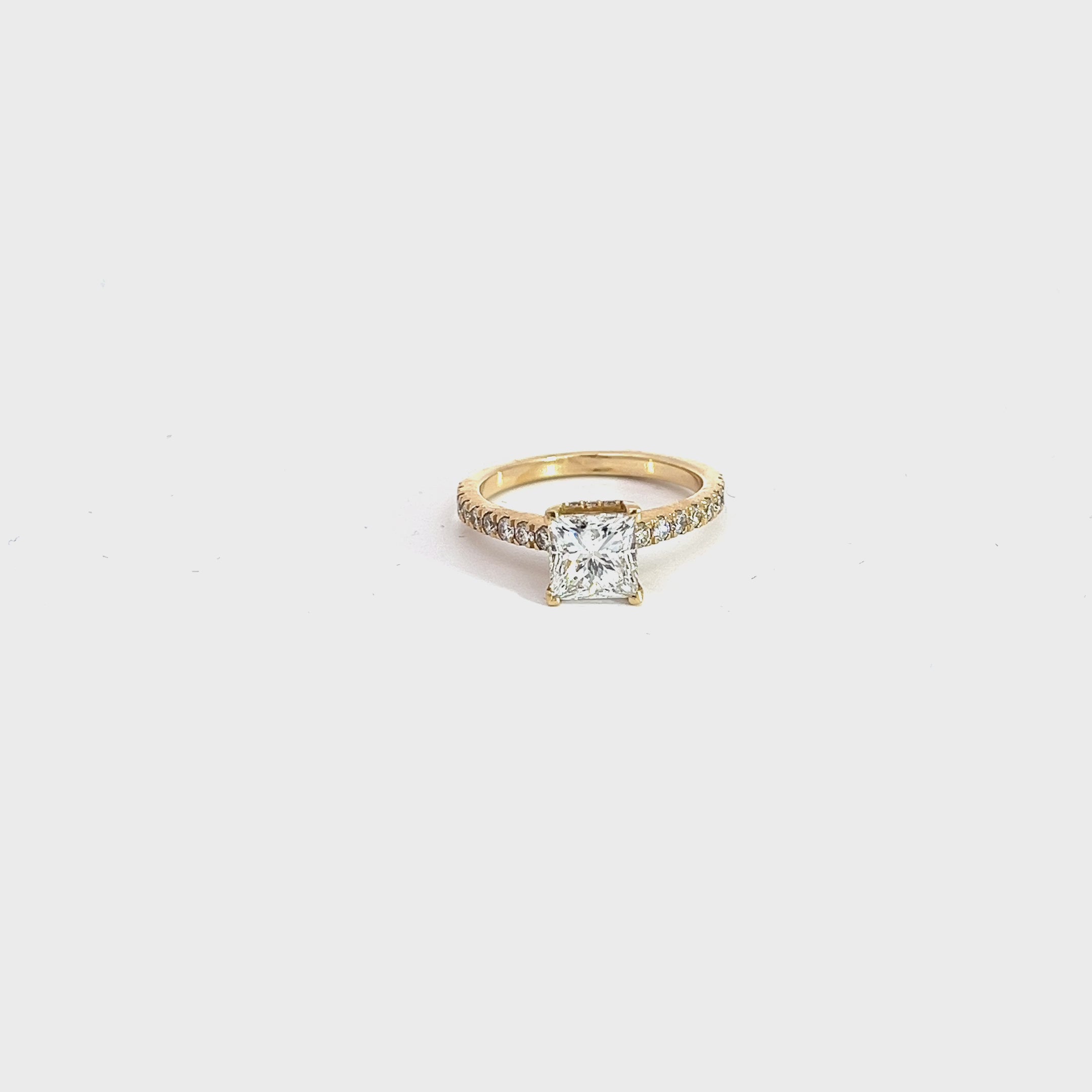 14k Yellow Gold 1.56CT F SI2 Princess Cut and .50ct G VS2 Round Diamond Engagement ring Certified by GIA #15811303