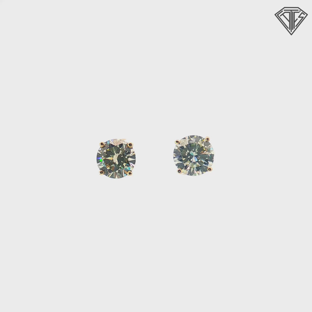 14k Yellow Gold 5.33ct K VS2/ SI2 Round Diamond Stud Earrings